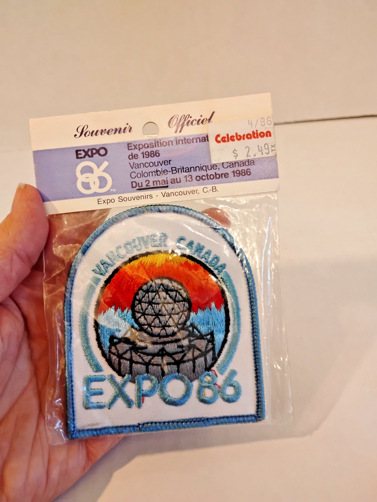 Expo 86 Official Souvenir Patch, Sealed, Vancouver Canada, World Expo 1986