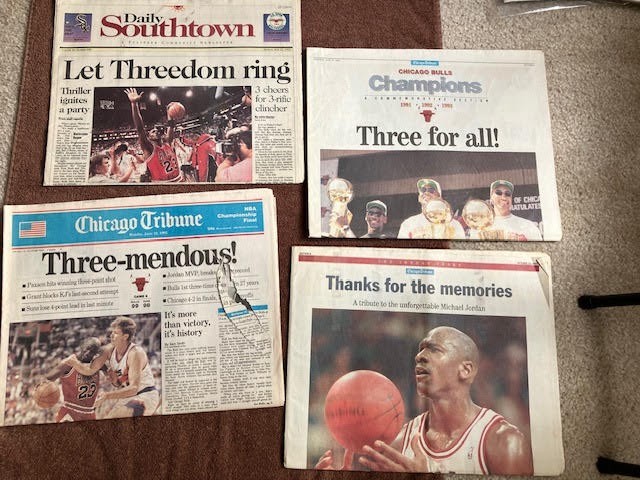 6x Chicago Tribune & Daily Southtown 1993/1996 Newspapers Chicago Bulls Champs