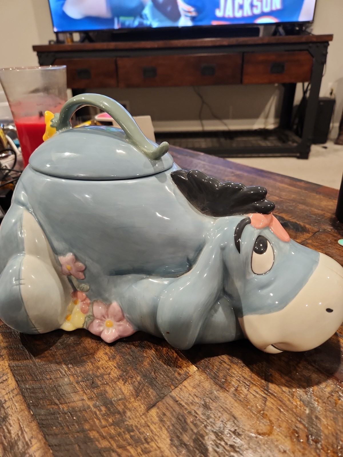 Vintage 1990s Disney Eeyore W/ Flowers Ceramic Cookie Jar 12\ Vintage 1990s Disney Eeyore W/ Flowers Ceramic Cookie Jar 12\