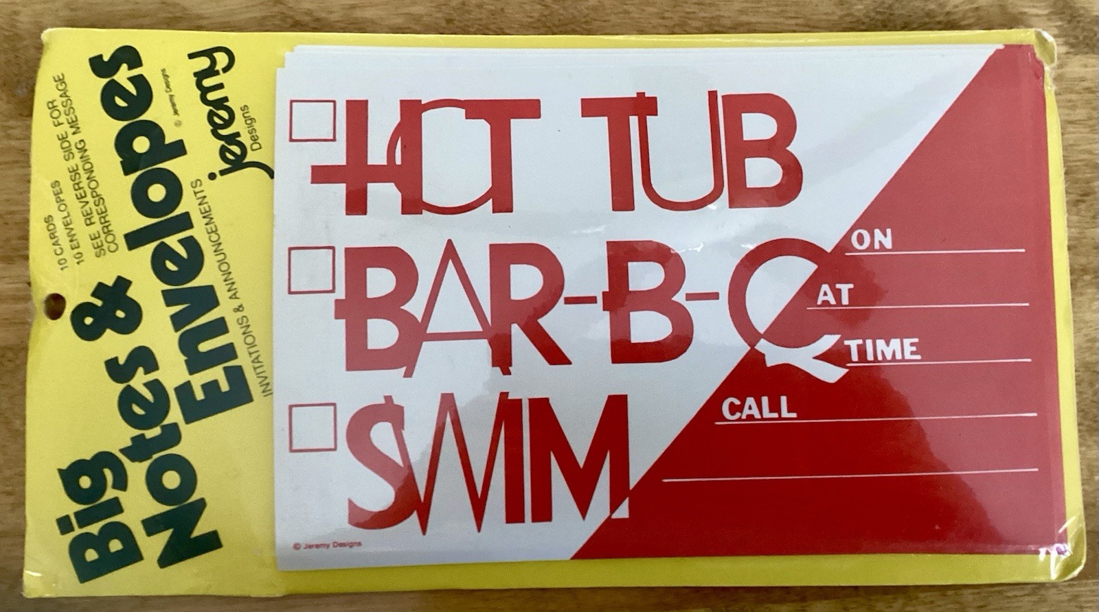 VTG 1978  Big Notes & Envelopes by Jeremy Designs-Invitations to BBQ/Pool Party
