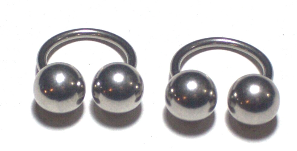 2- 14g 1/2 Big 10mm Ball horseshoe Ear Ring Surgical Steel 316L Hip Hop Sexy Hot