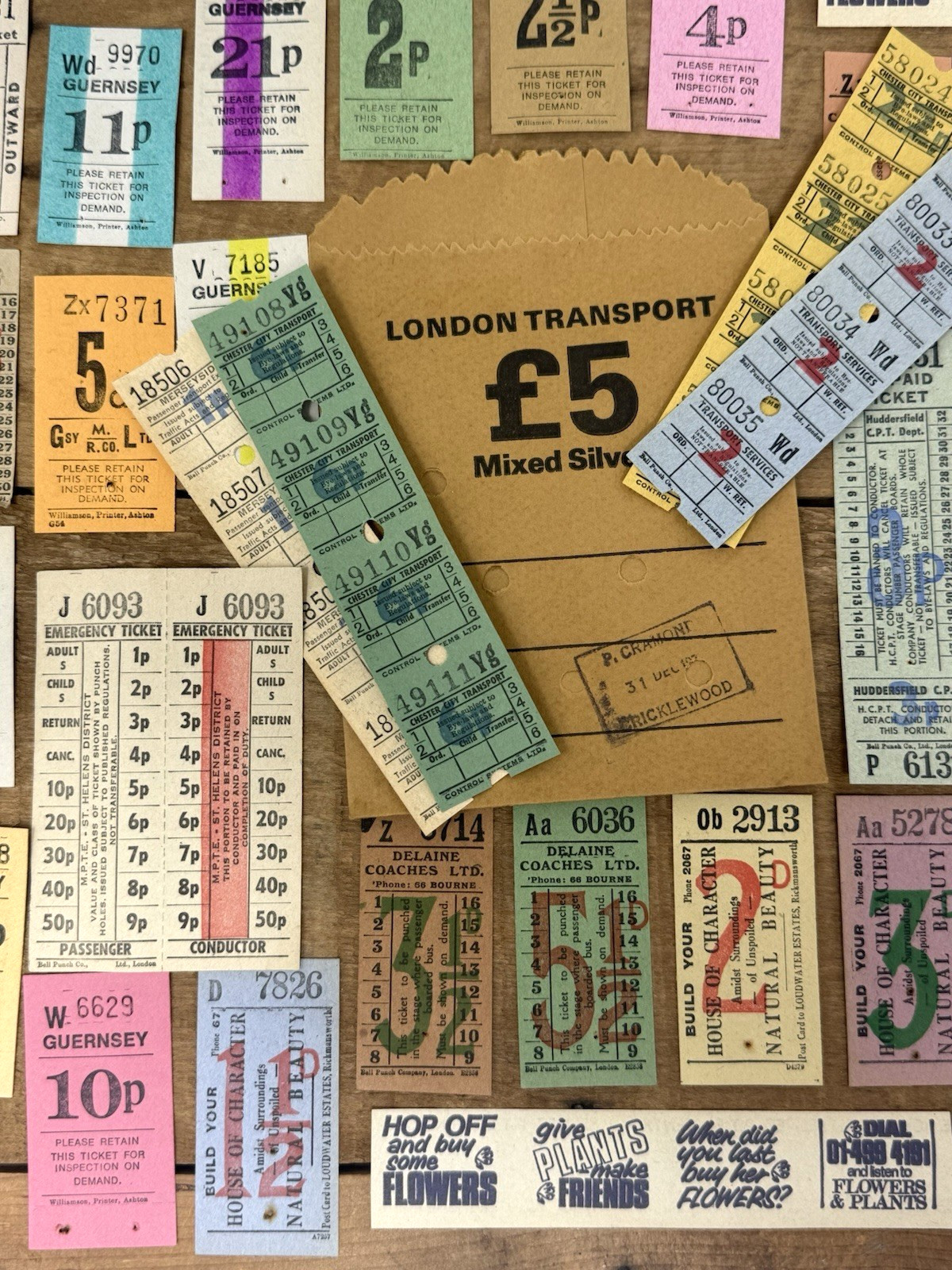 Vintage Lot of 70+ London Transport British UK Bus Tickets Merseyside Guernsey
