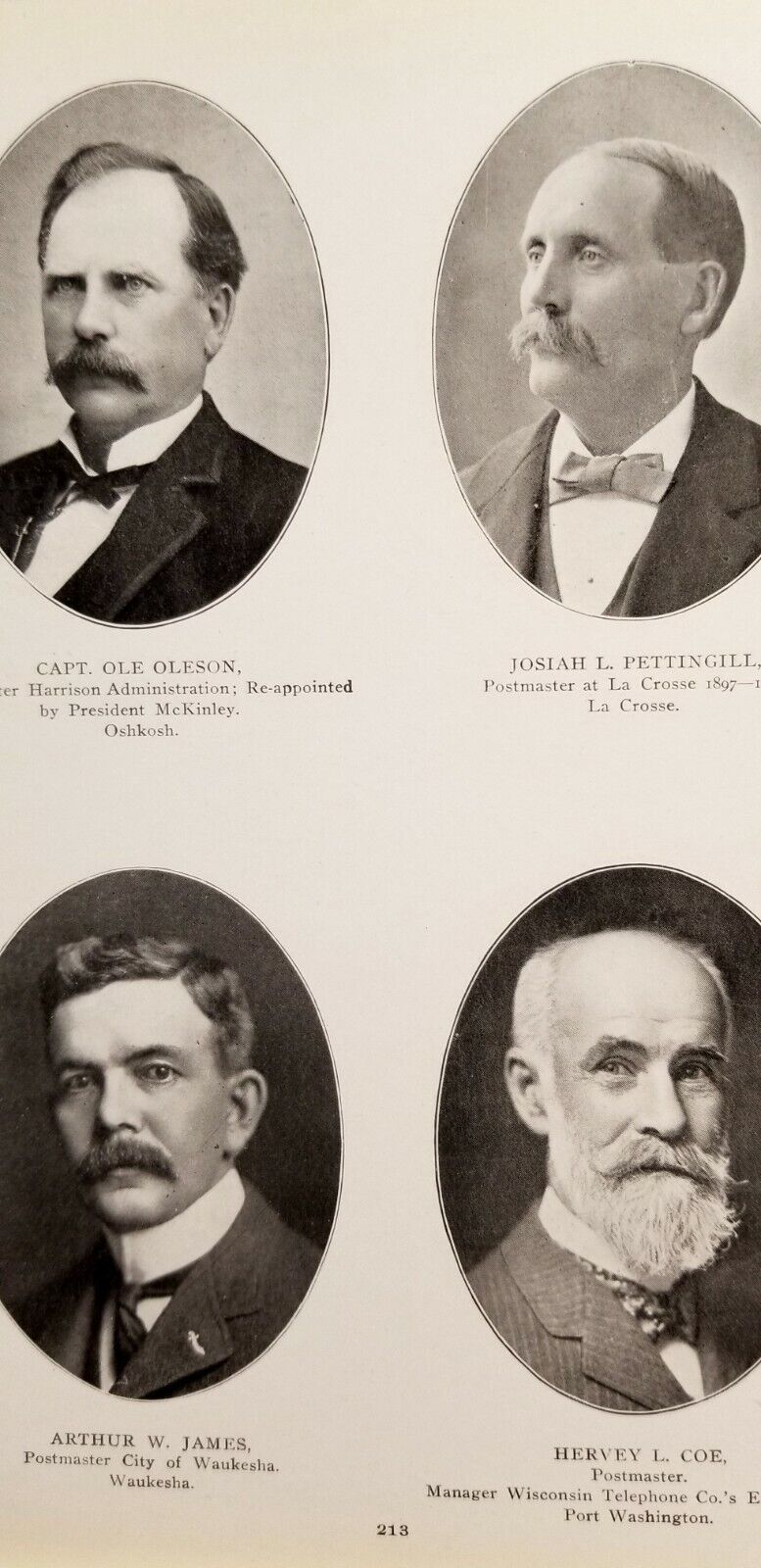 Notable Wisconsin Men of 1901 POSTMASTERS Oleson Pettingill Heyl Babbitt  D0