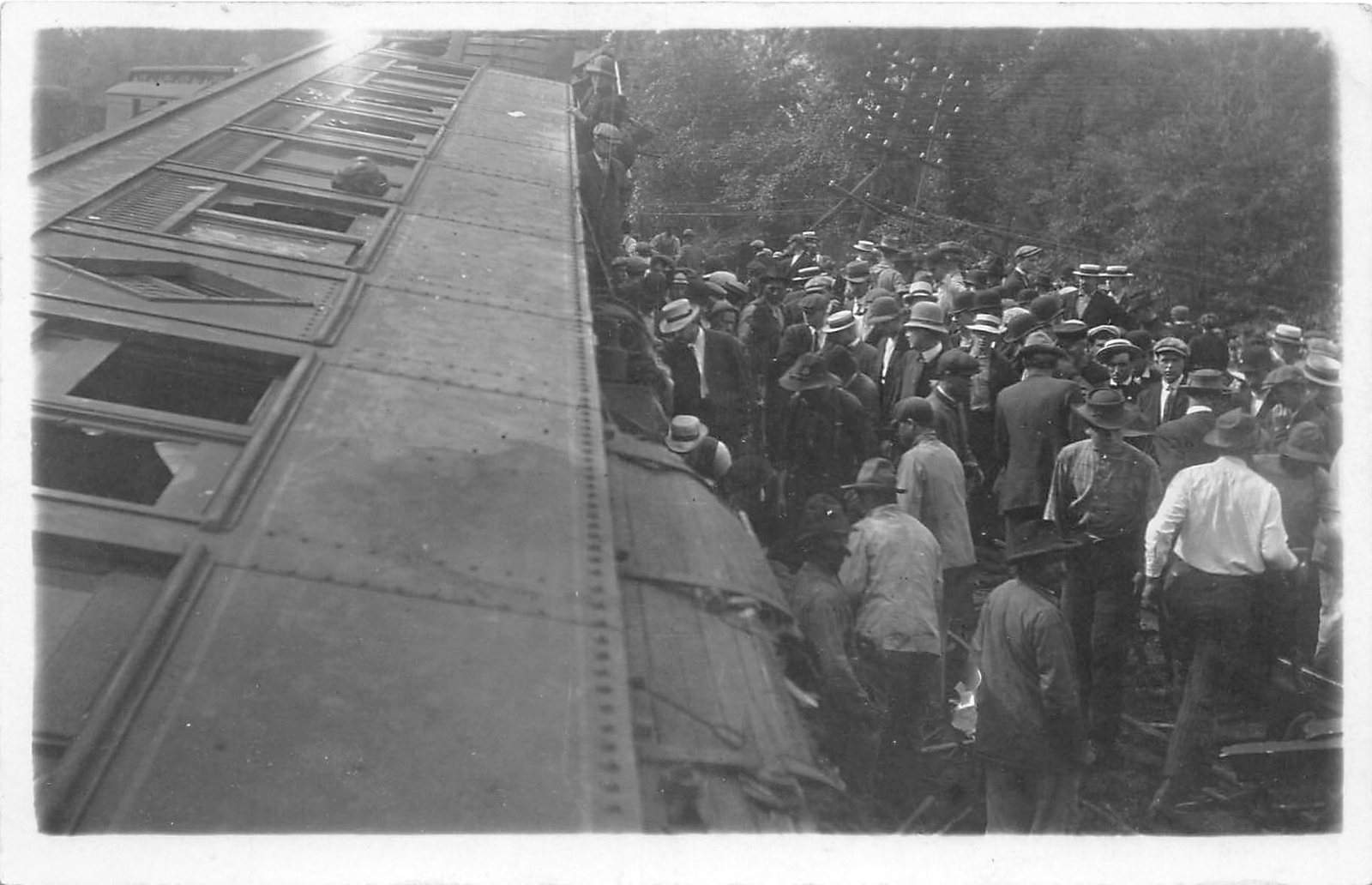 J29/ Corning New York RPPC Postcard c1912 Railroad Wreck Disaster Crowd 129