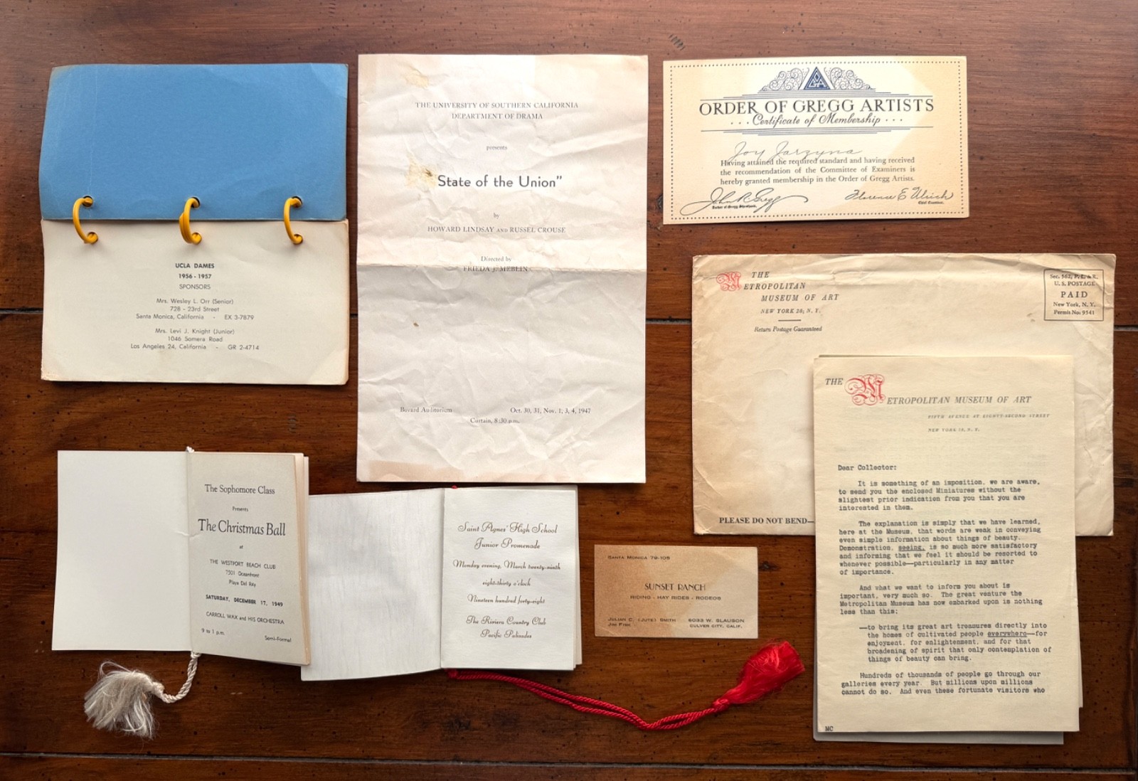 1940s-50s Los Angeles Ephemera Lot (7) • Wm C. deMille USC Western Costume UCLA 1940s-50s Los Angeles Ephemera Lot (7) • Wm C. deMille USC Western Costume UCLA