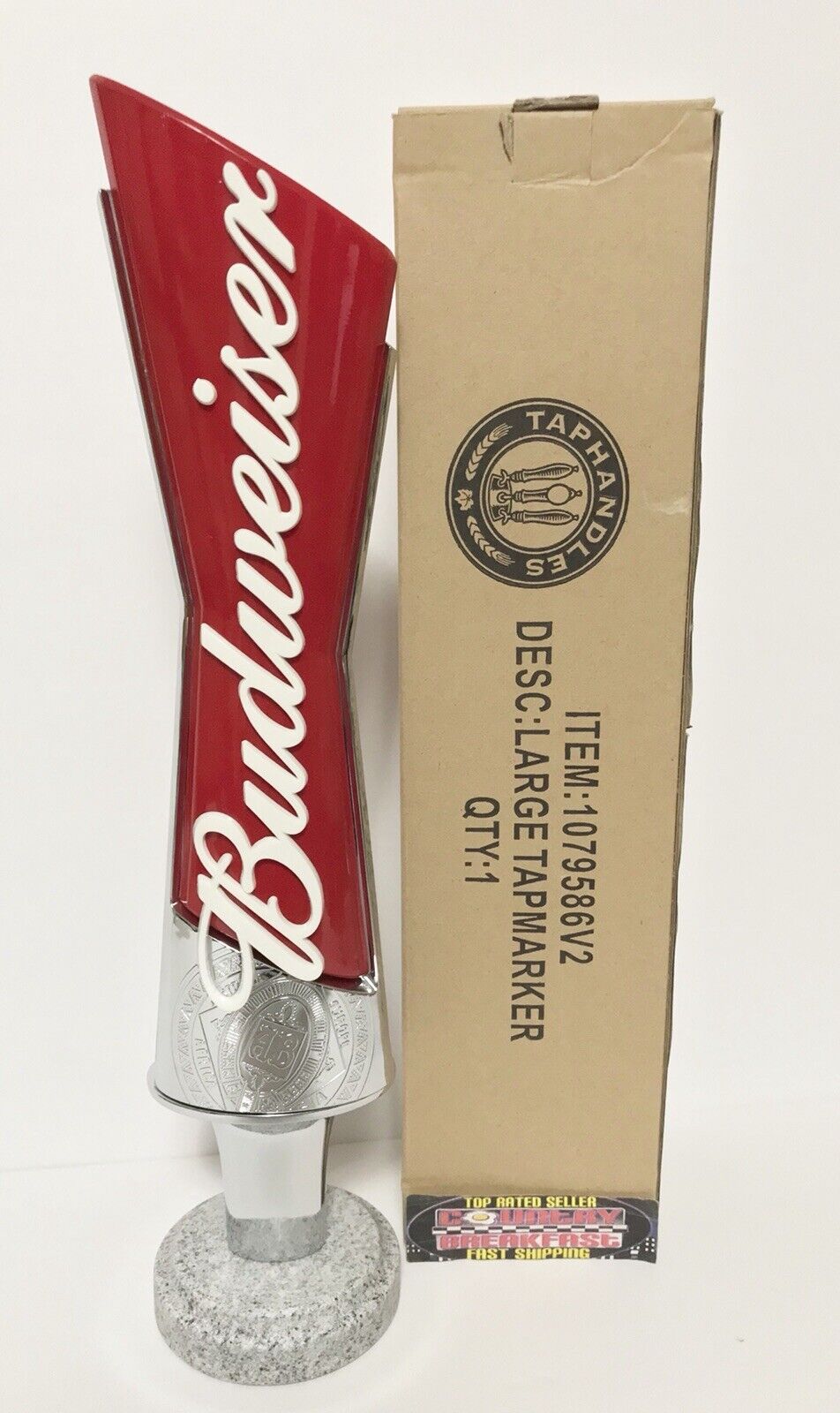 Budweiser Bowtie Logo Beer Tap Handle 13” Tall - Brand New In Box