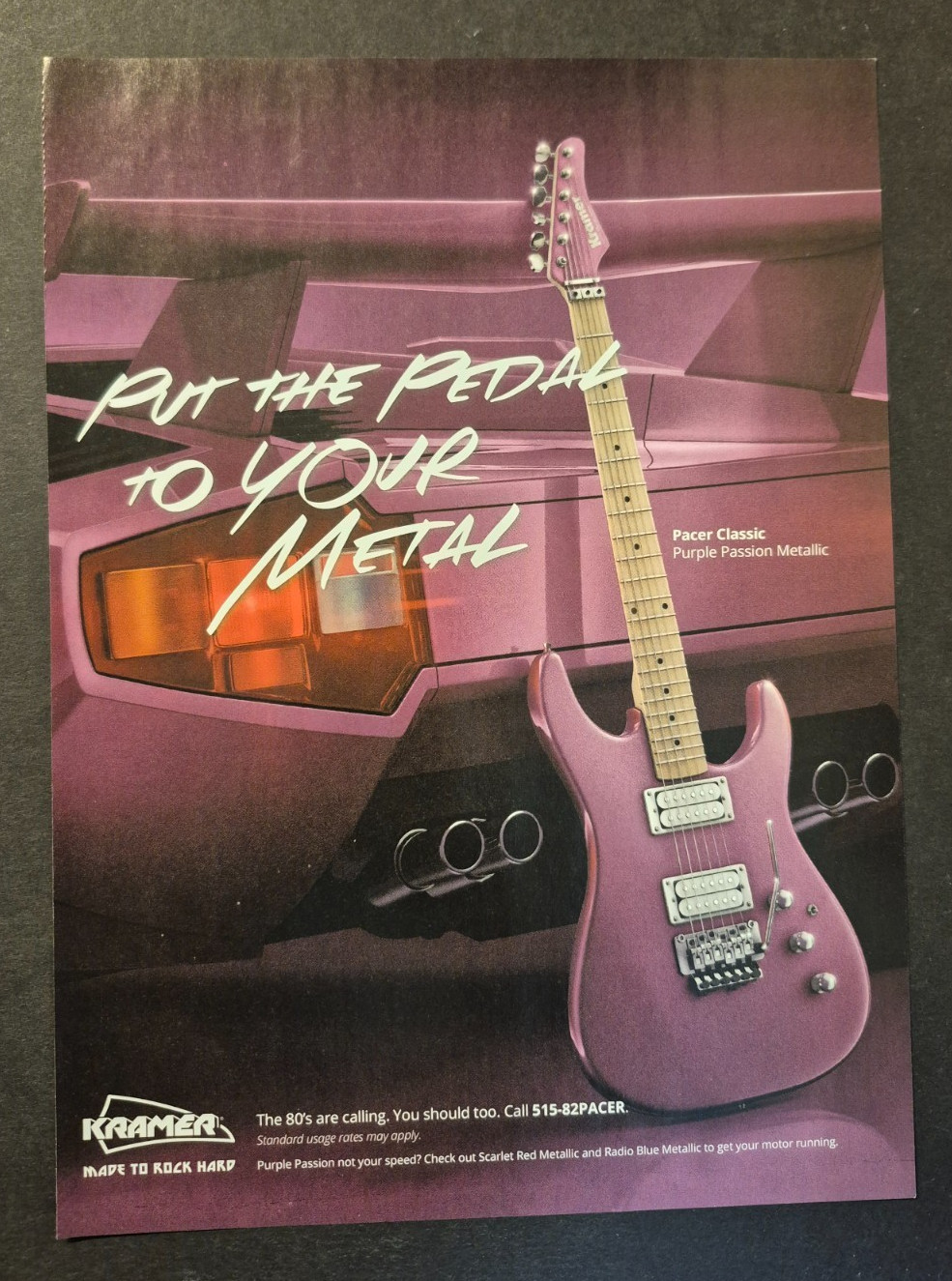 KRAMER GUITARS Pacer Classic Purple Passion ~ Magazine Print/Promo Ad 2022