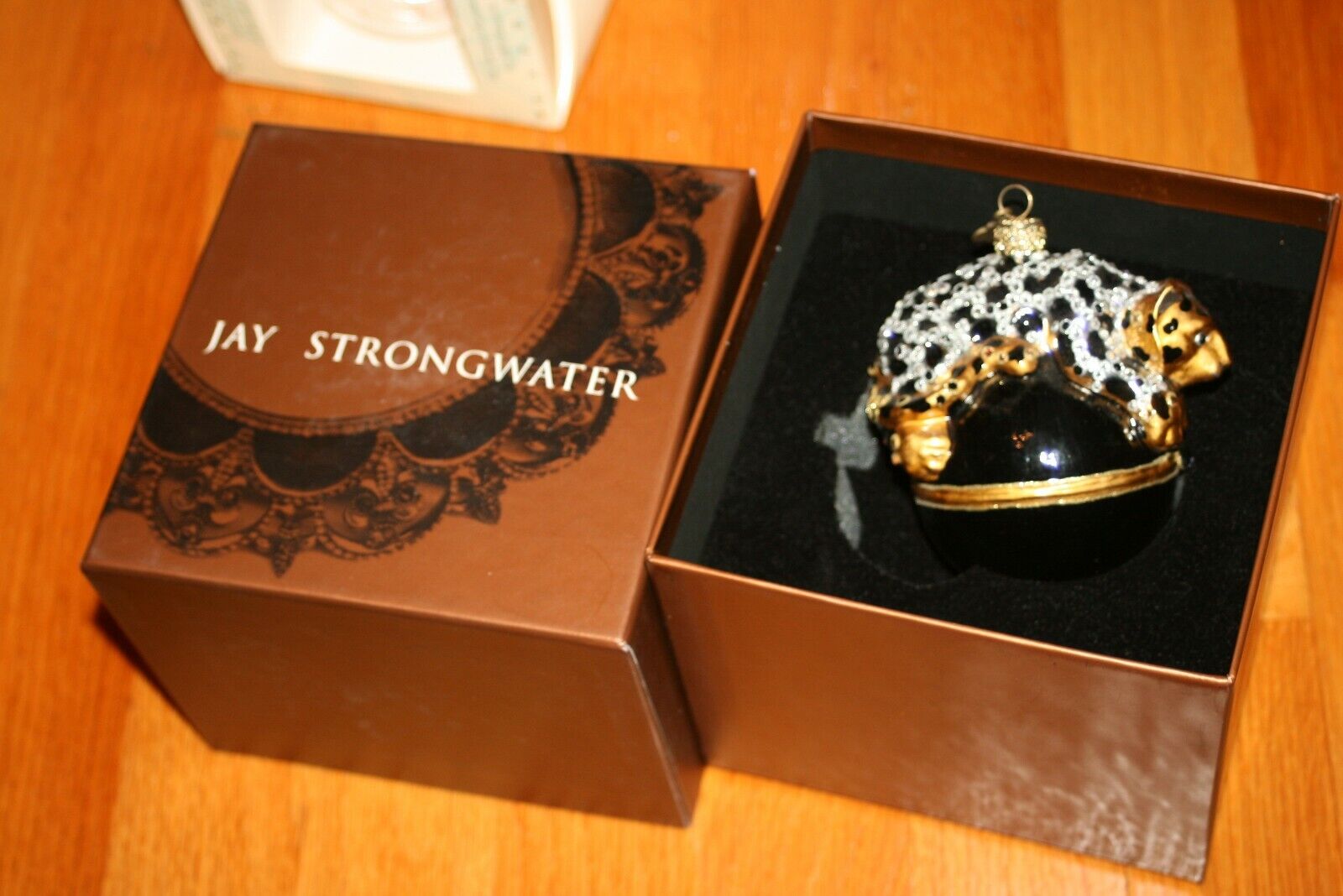 JAY STRONGWATER glass ornament CARTIER PANTHER  Sparkling Sphere  Swarovski