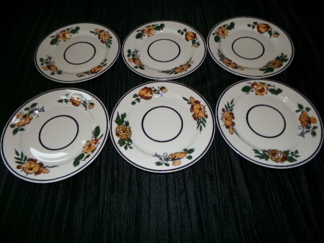6 Syracuse China Peasantry O.P.CO. RR ? Dessert Plates + More Mismatched Wedding