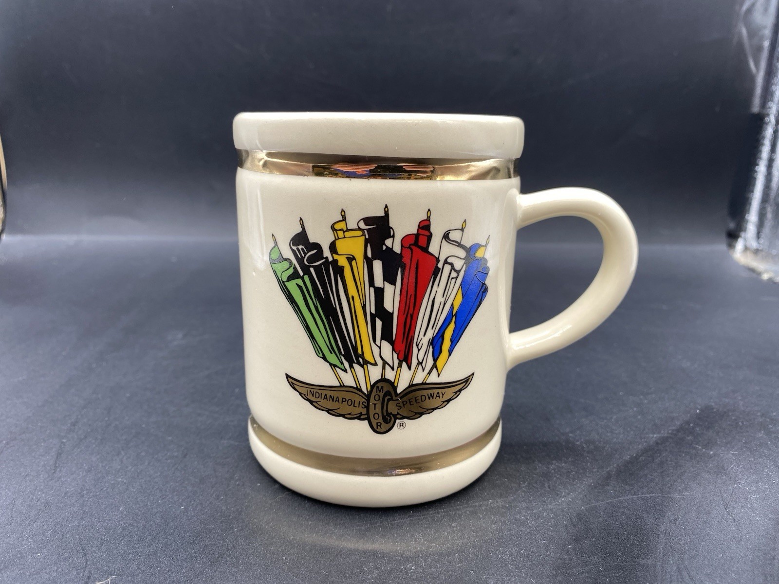Vintage 1911 - 1990 Indianapolis Motor Speedway Collectible Coffee Mug.