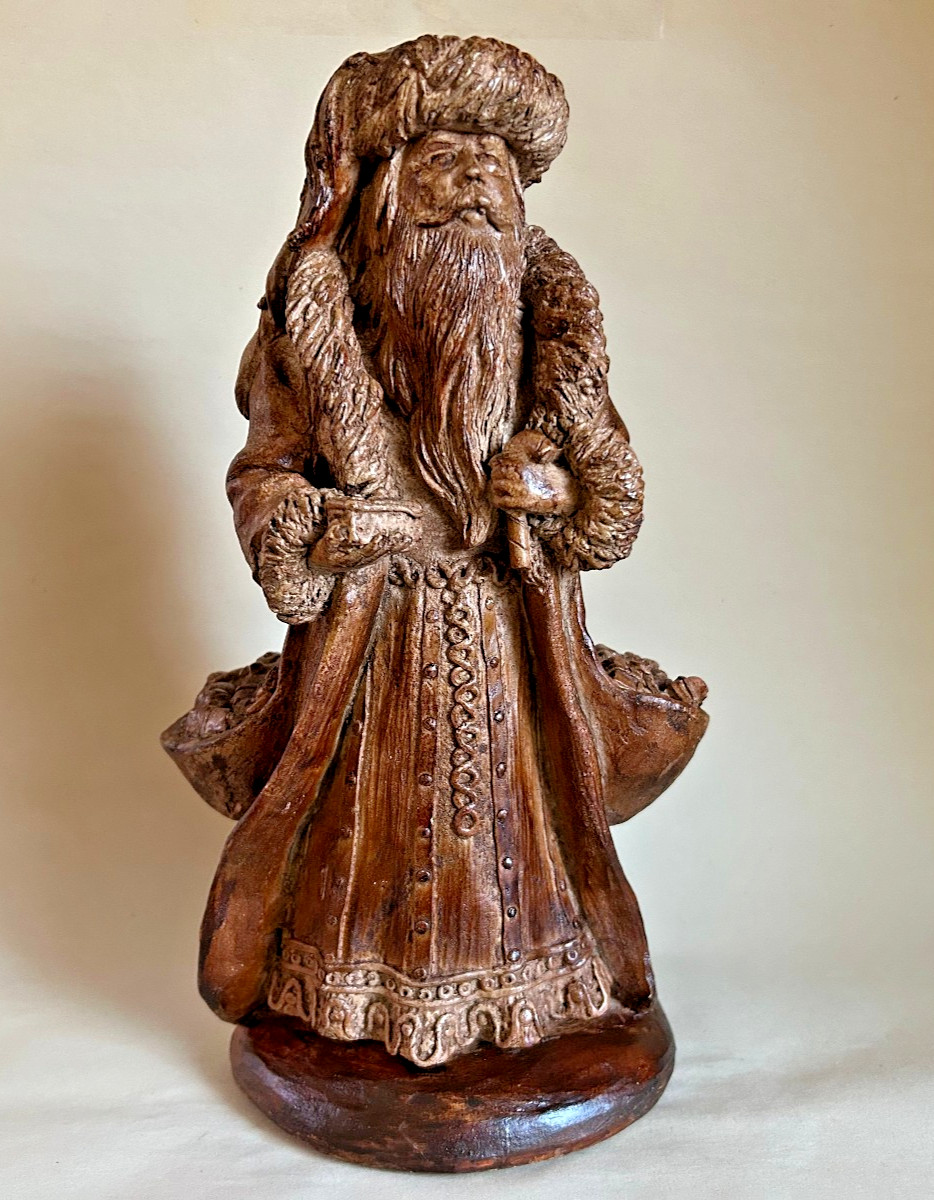 Vintage Old World Santa Claus Painted Ceramic Figurine Florentine Art Studio '87