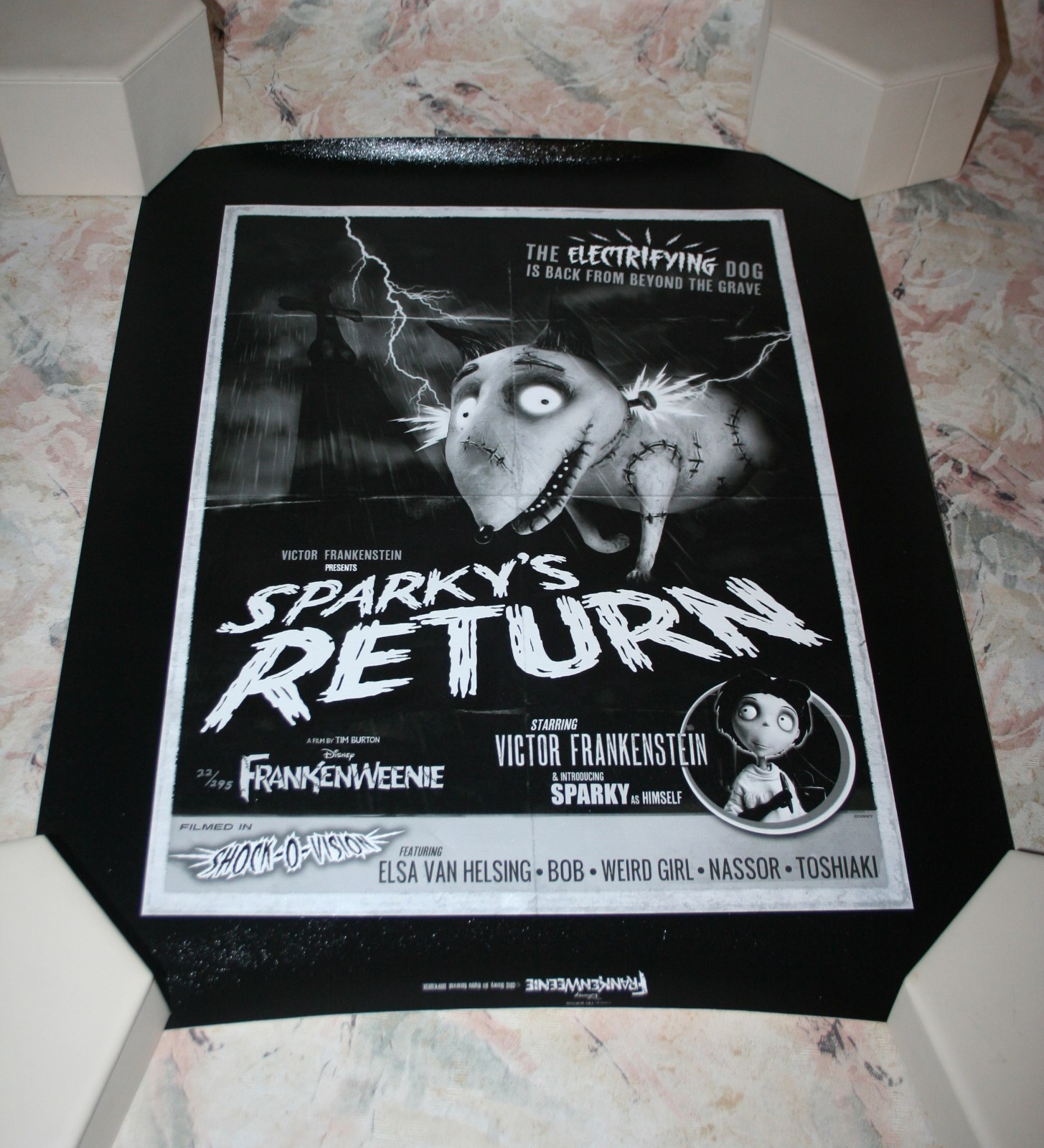 FRANKENWEENIE SPARKY\'S RETURN CANVAS GICLEE PRINT POSTER LIMITED EDITION 22/295