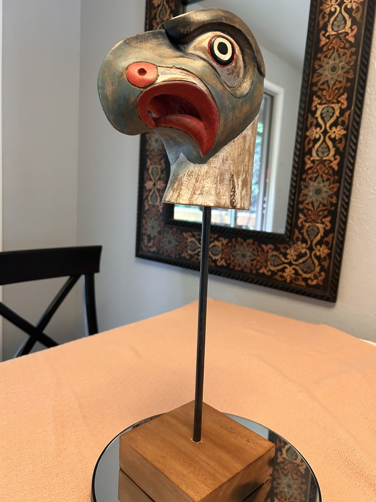 Haida Tribal Eagle Head on Stand Repro,  Native American Pacific Northwest