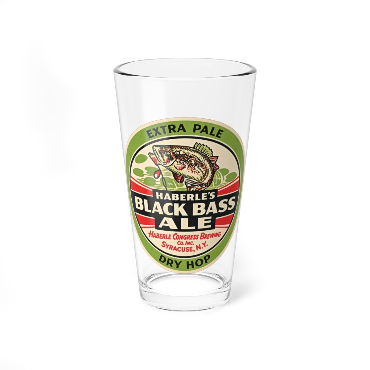 Haberle's Black Bass Ale Pale Dry Harbele-Congress Syracuse NY Pint Glass