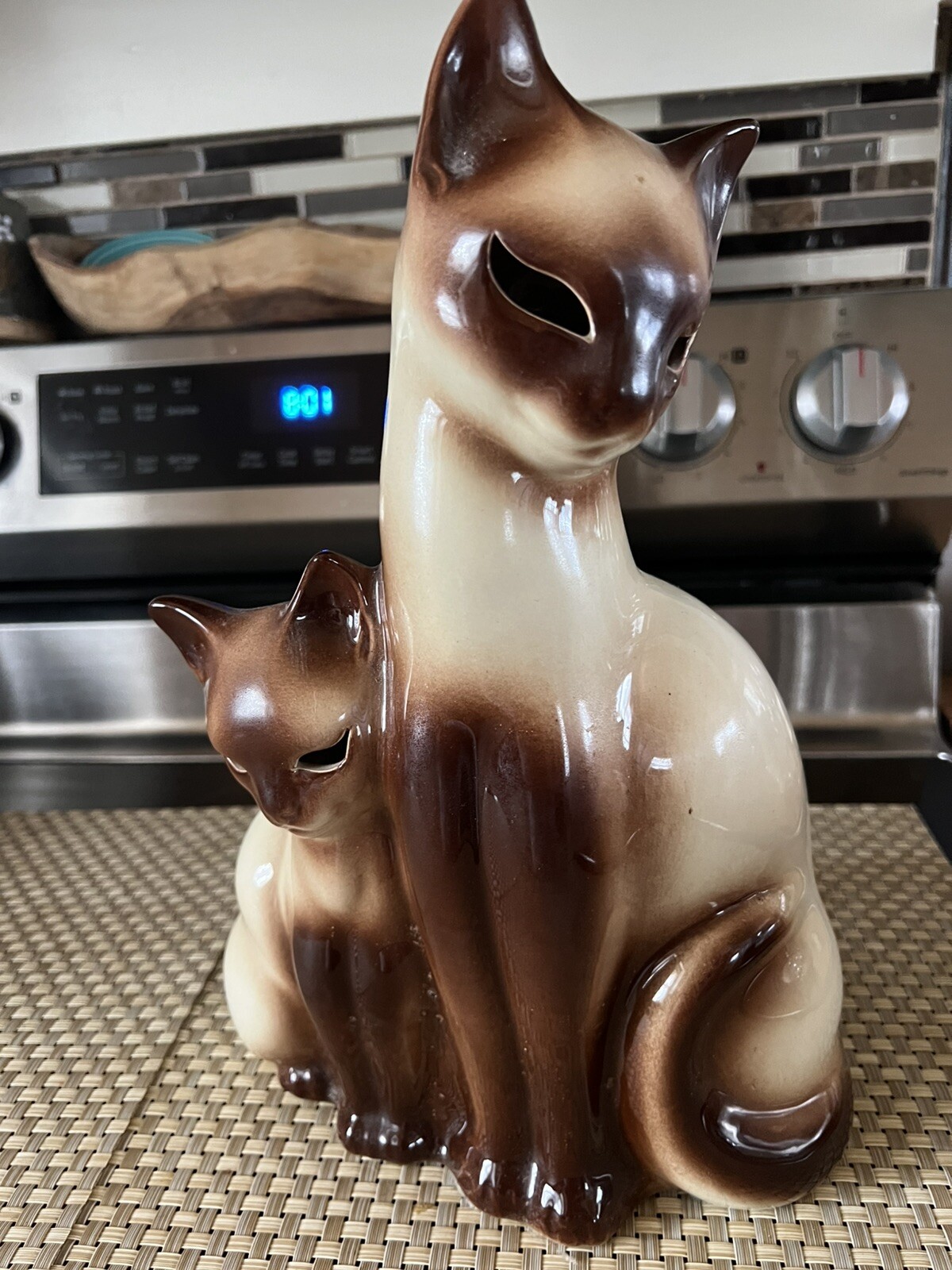 Howard Kron Siamese Cat & Kitten MCM Mid Century Kitschy Table lamp EXCELLENT