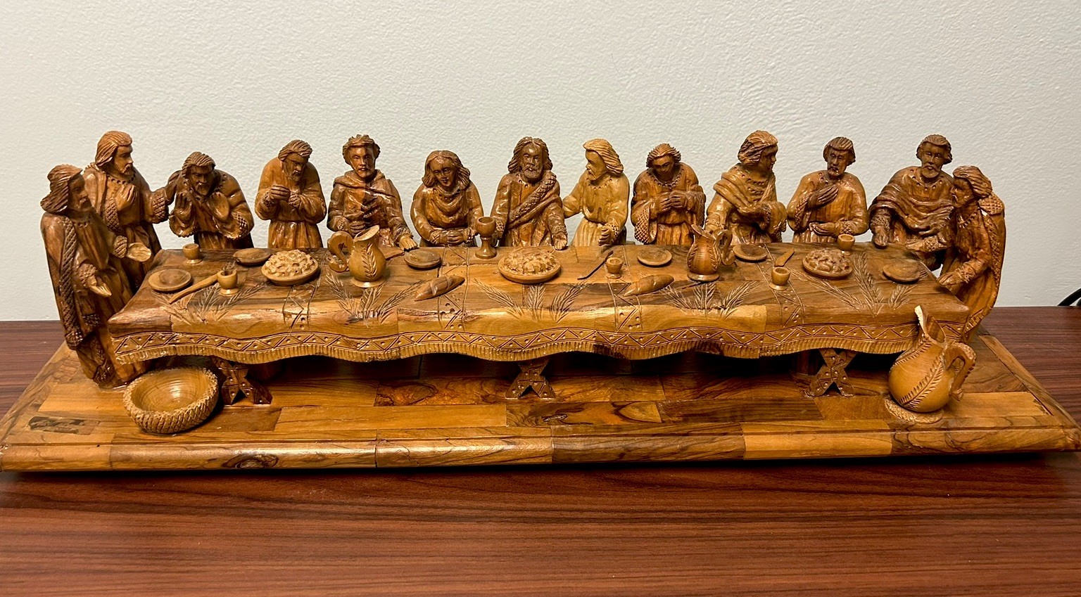 Hand-Carved Vintage The Last Supper in Olive Wood by Zachariah Bros Bethlehem