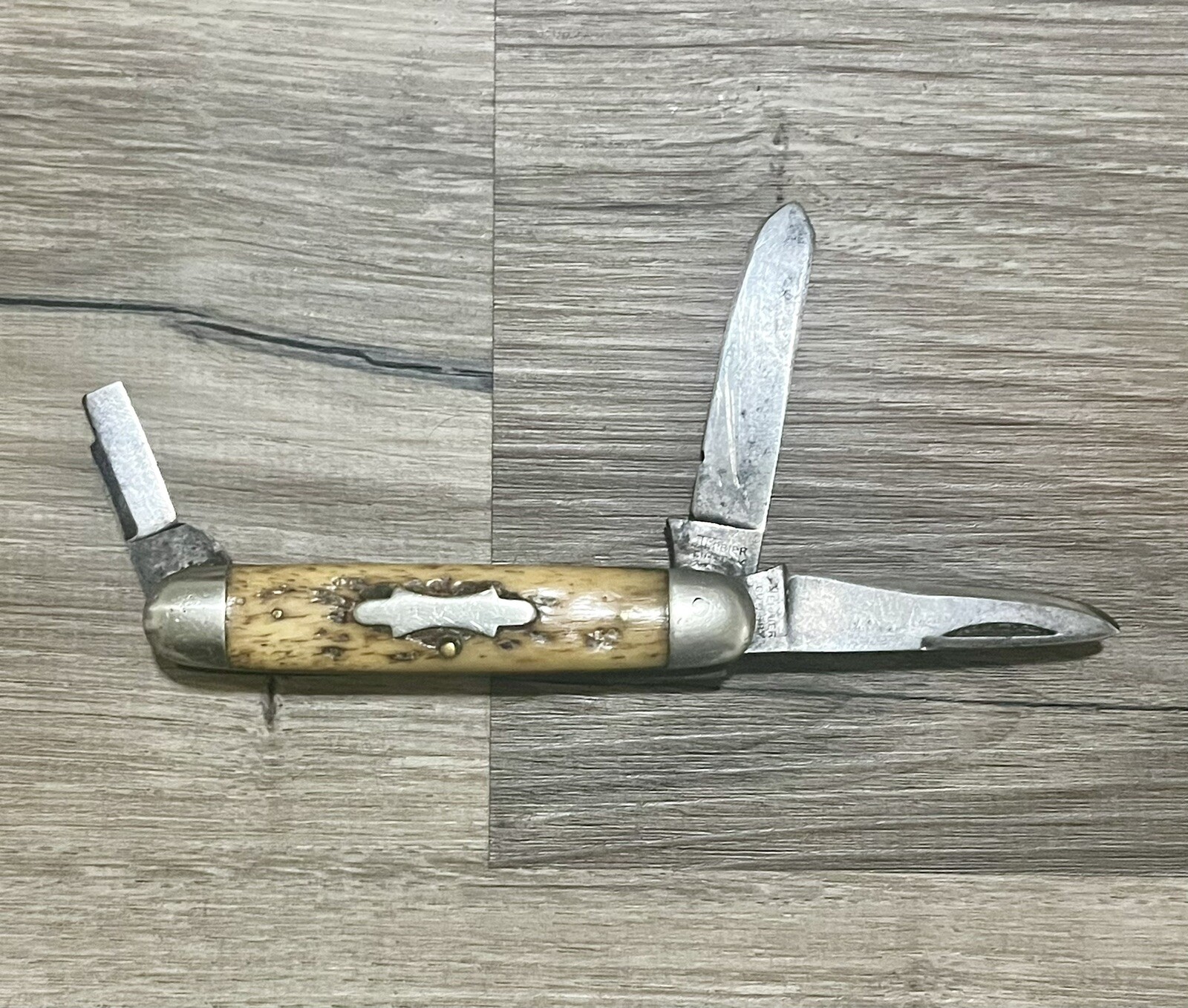 Vintage Terrier Cutlery Antique 3 Blade Folding Pocket Knife One Blade Broken