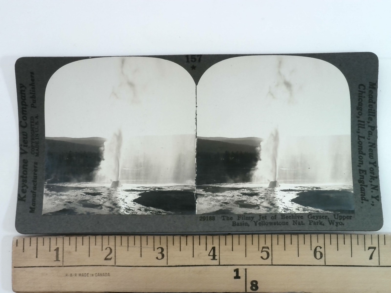 Yellowstone Beehive Geyser Stereoview Keystone View Co. 1900s Wyoming