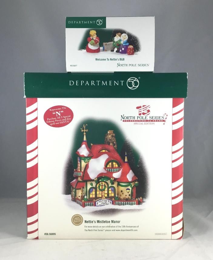 Dept 56 Set of 2:  NETTIE\'S MISTLETOE MANOR + WELCOME TO NETTIE\'S B&B North Pole