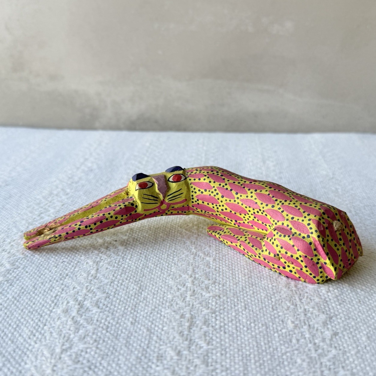 Vintage Oaxaca Alebrije Cat Wood Carving Mexican Folk Art Pet Altar Decor AS IS