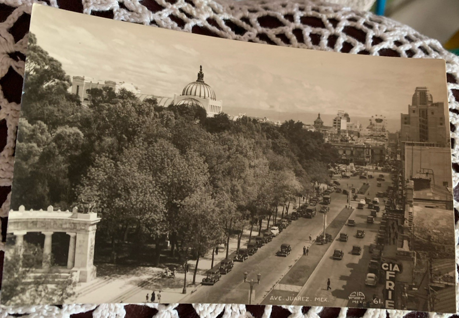 Vintage RPPC Mexico Panoramic Avenida Juarez 1940s Autos