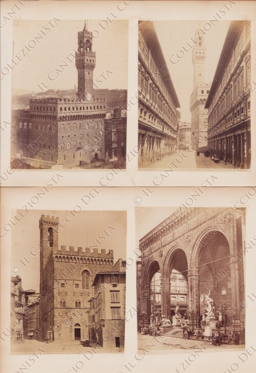 FLORENCE Loggia dei Lanzi Palazzo Vecchio Podestà National Museum 4 photos albumin