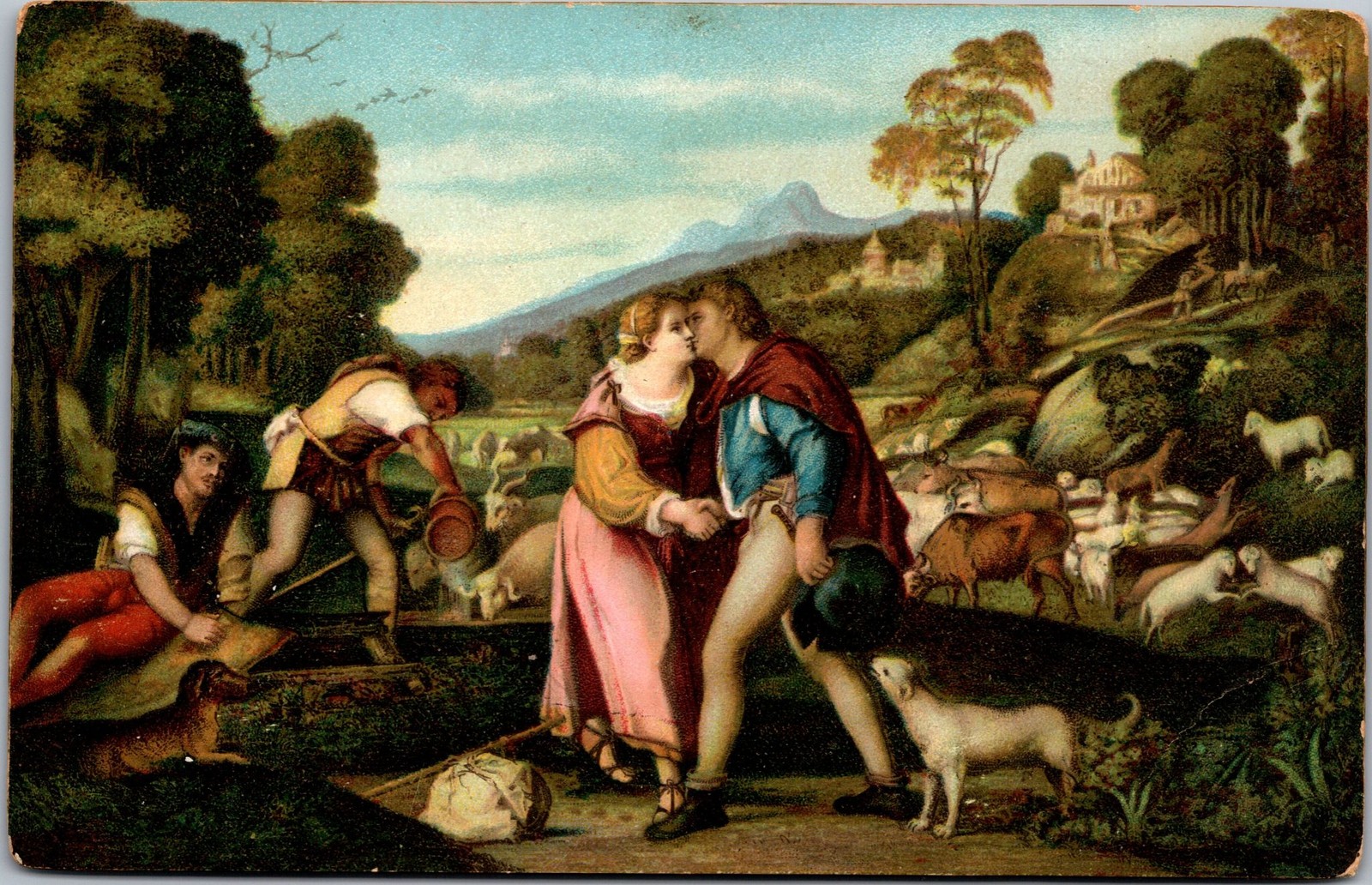 Palma Vecchio Jakob und Rahel Vintage Art Postcard Stengel Dresden C10