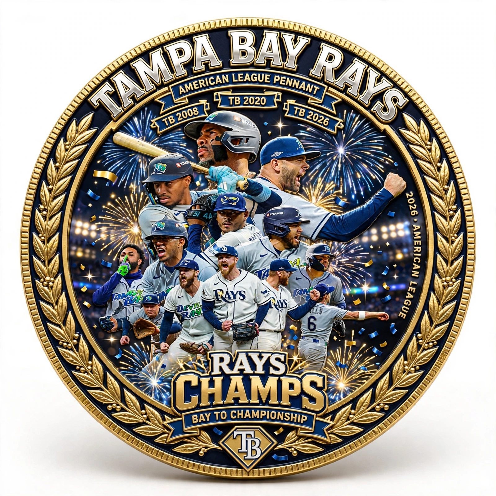 Tampa Bay Rays 2026 AL Champions Challenge Coin Gold Collectible Memorabilia New