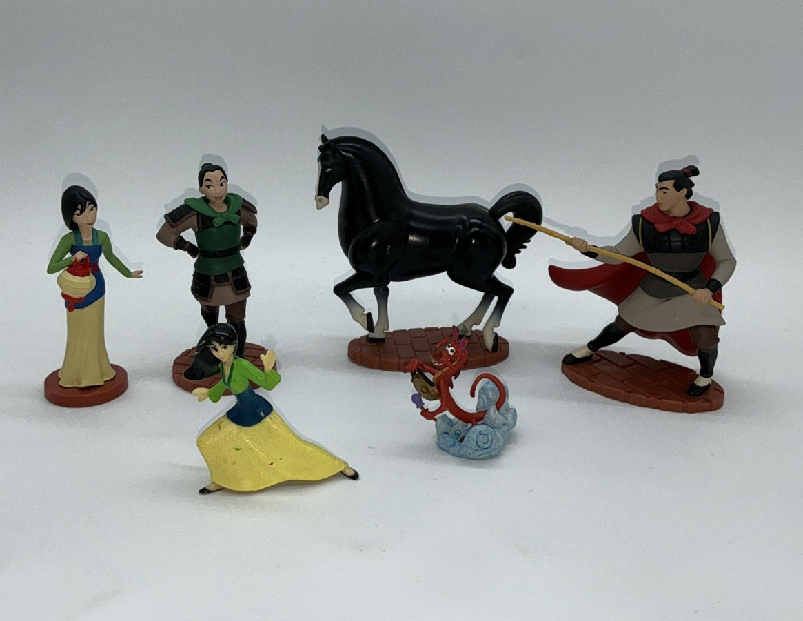 Disney Vintage Princess Mulan Figures Lot Kahn PVC  Lot of 6
