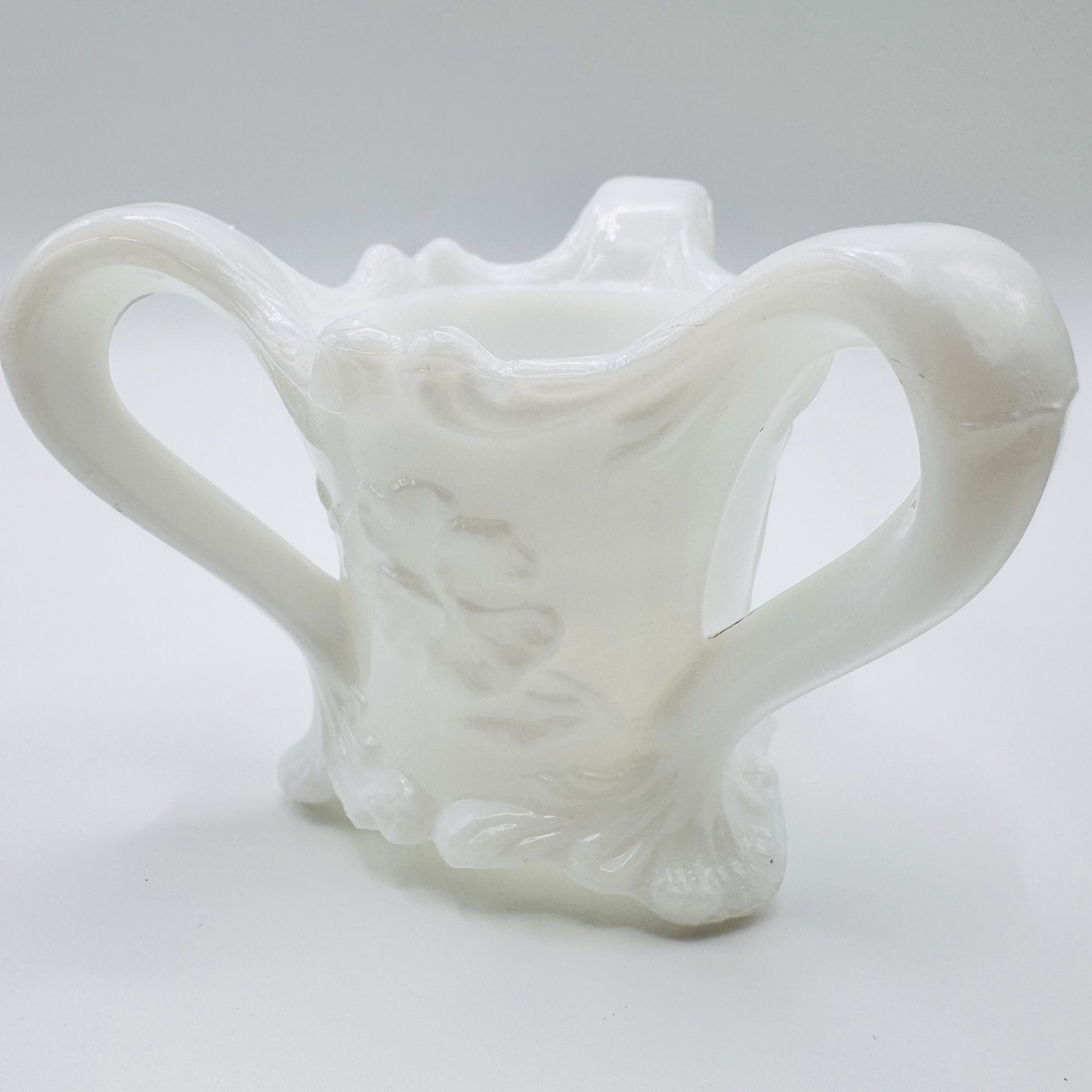 Vintage Kemple Milk Glass Tealight Candle Holder Double Handle Floral Votive Vintage Kemple Milk Glass Tealight Candle Holder Double Handle Floral Votive