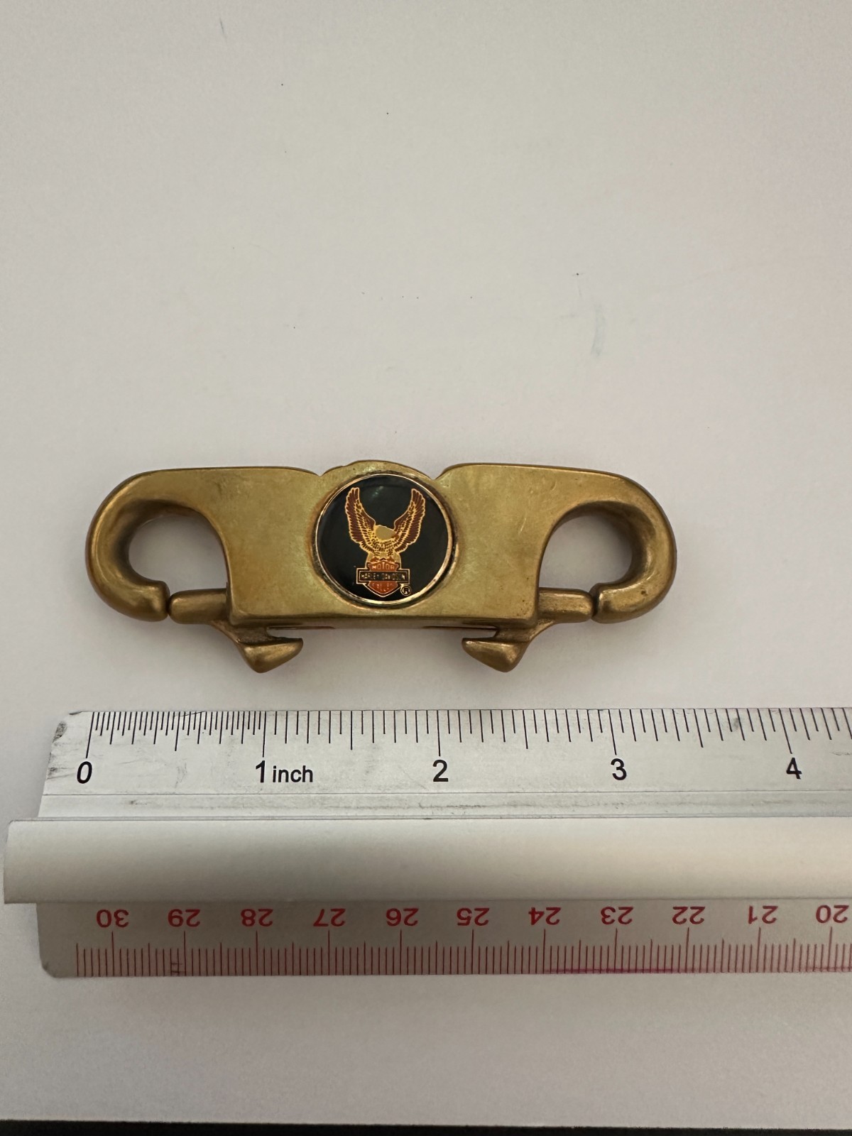 Brass Harley Davidson Eagle Double Spring Clip Keychain Vintage 80\'s - Vintage