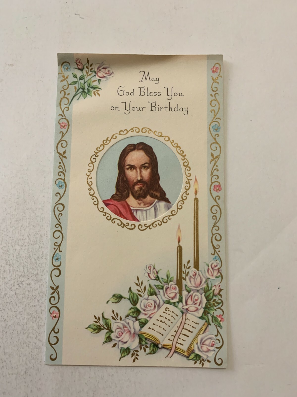 Vintage c.1950 May God Bless Your Birthday Greeting Card 
