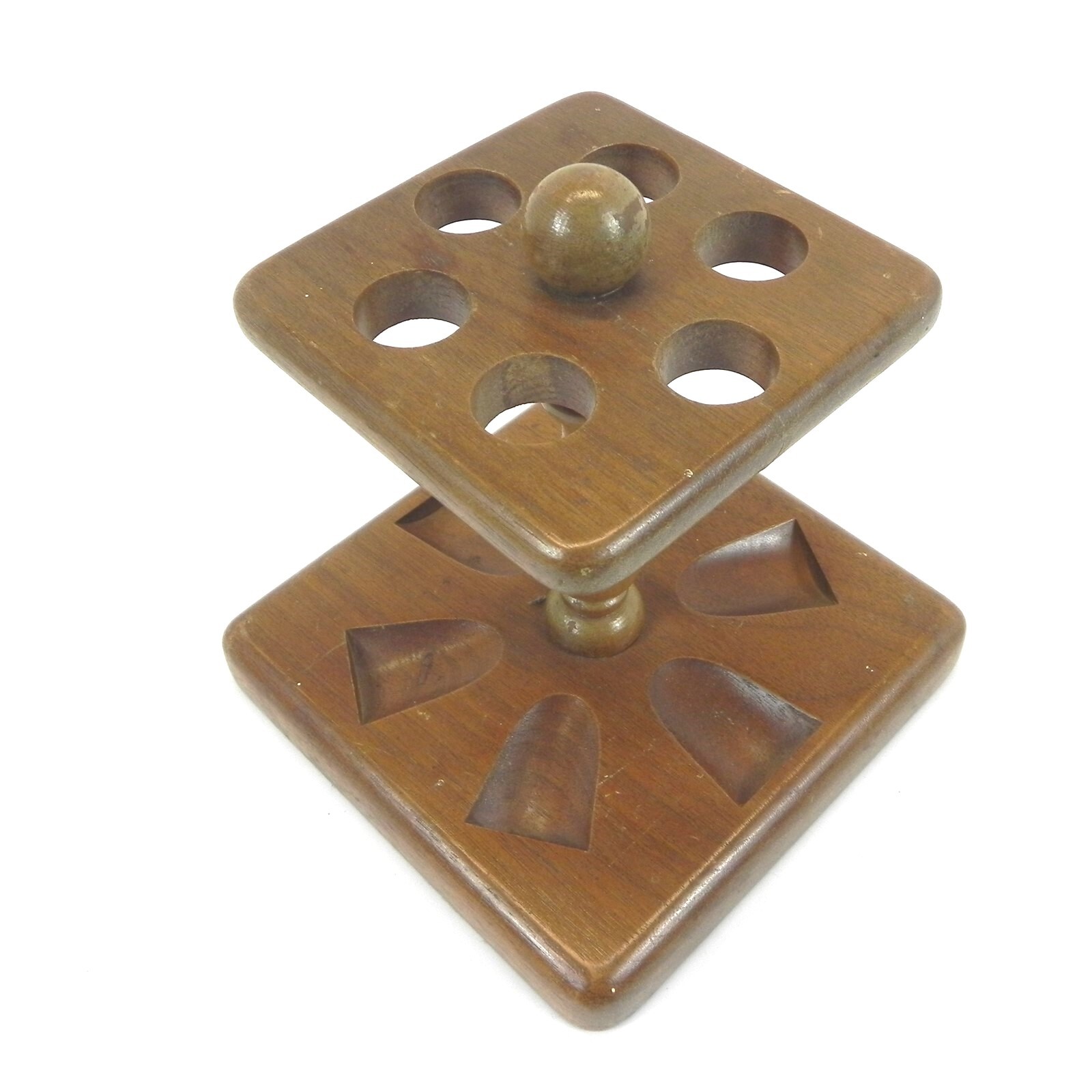 VINTAGE DUK-IT WALNUT PIPE STAND DISPLAY 6 PIPE HOLDER DISPLAY MCDONALD PRODUCT