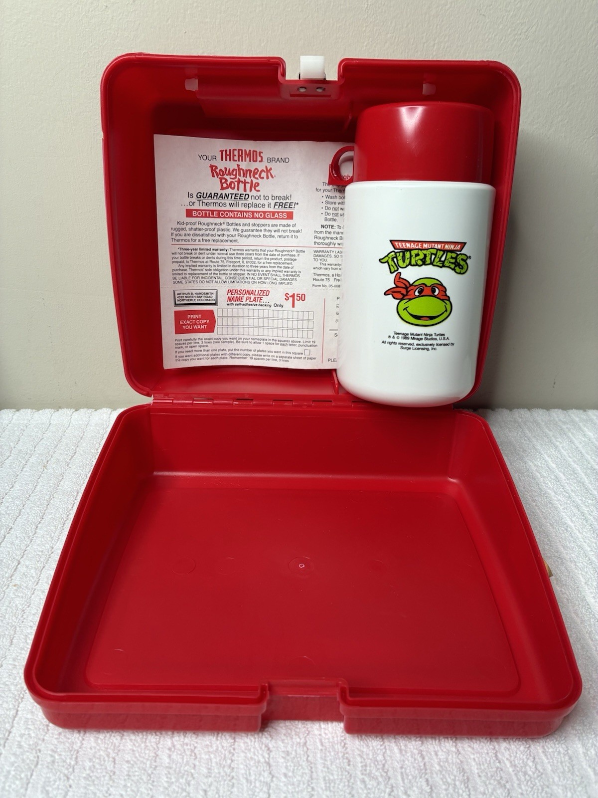 Vintage 1989 TMNT Lunch Box *NEW* Thermos Teenage Mutant Ninja Turtles RED Mint