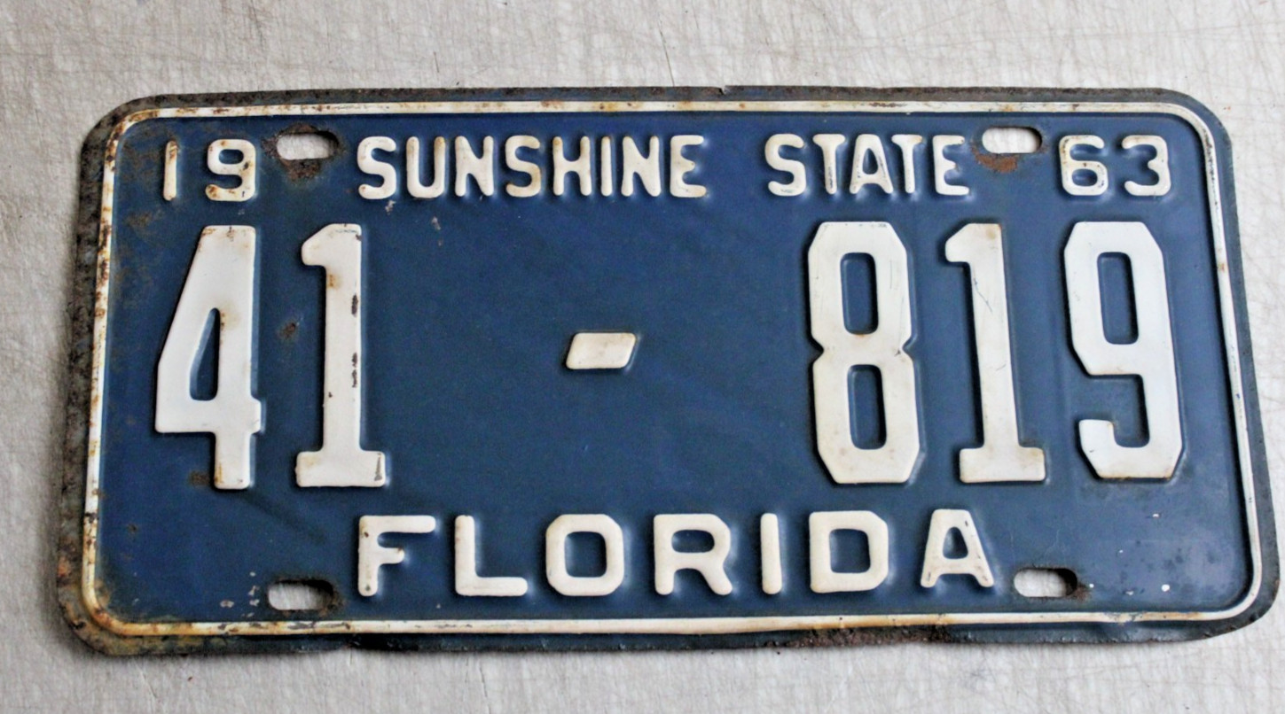 1963  Florida License Plate 41-819 NASSAU COUNTY