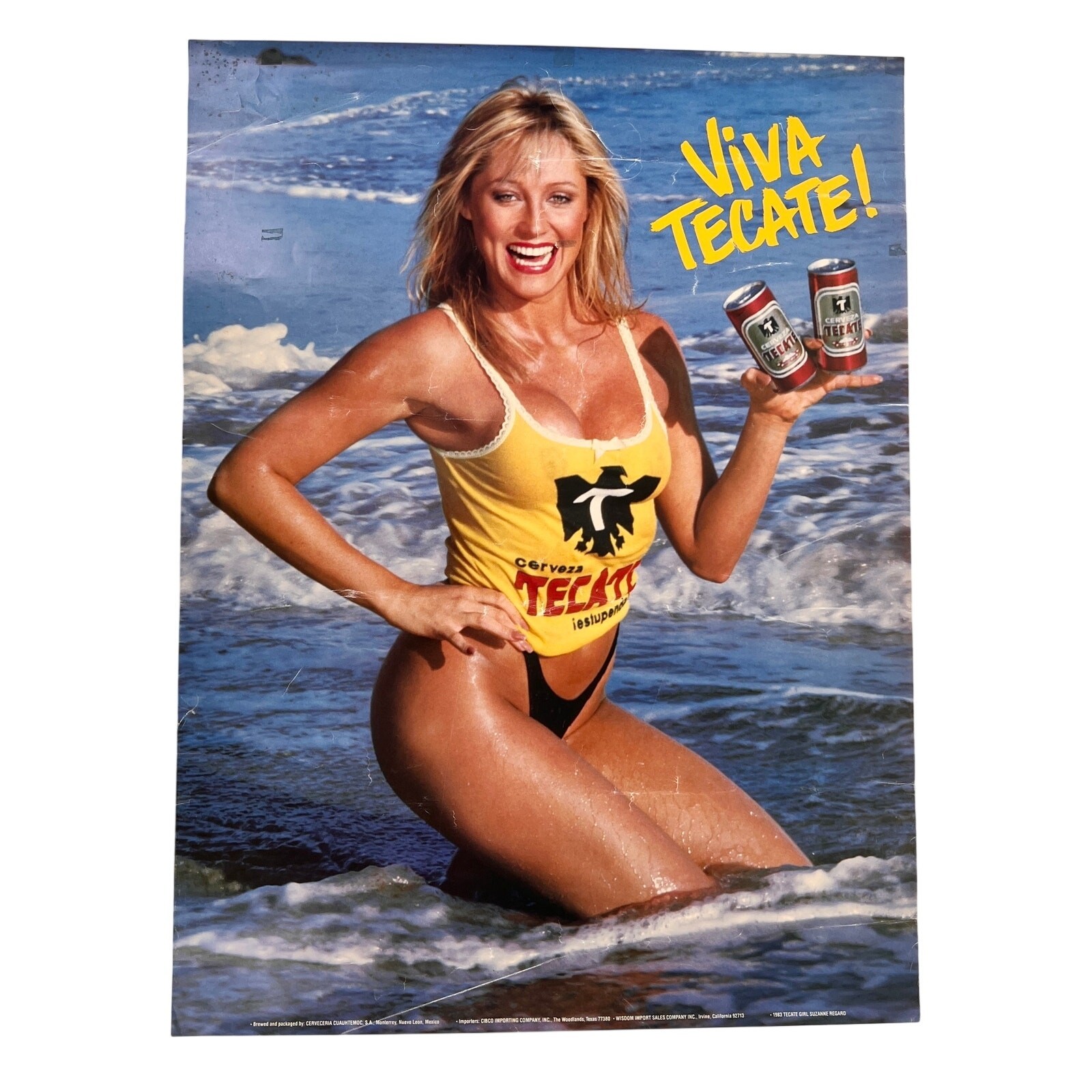 Vintage Tecate Beer Poster 80s 1980s Breweriana Advertising