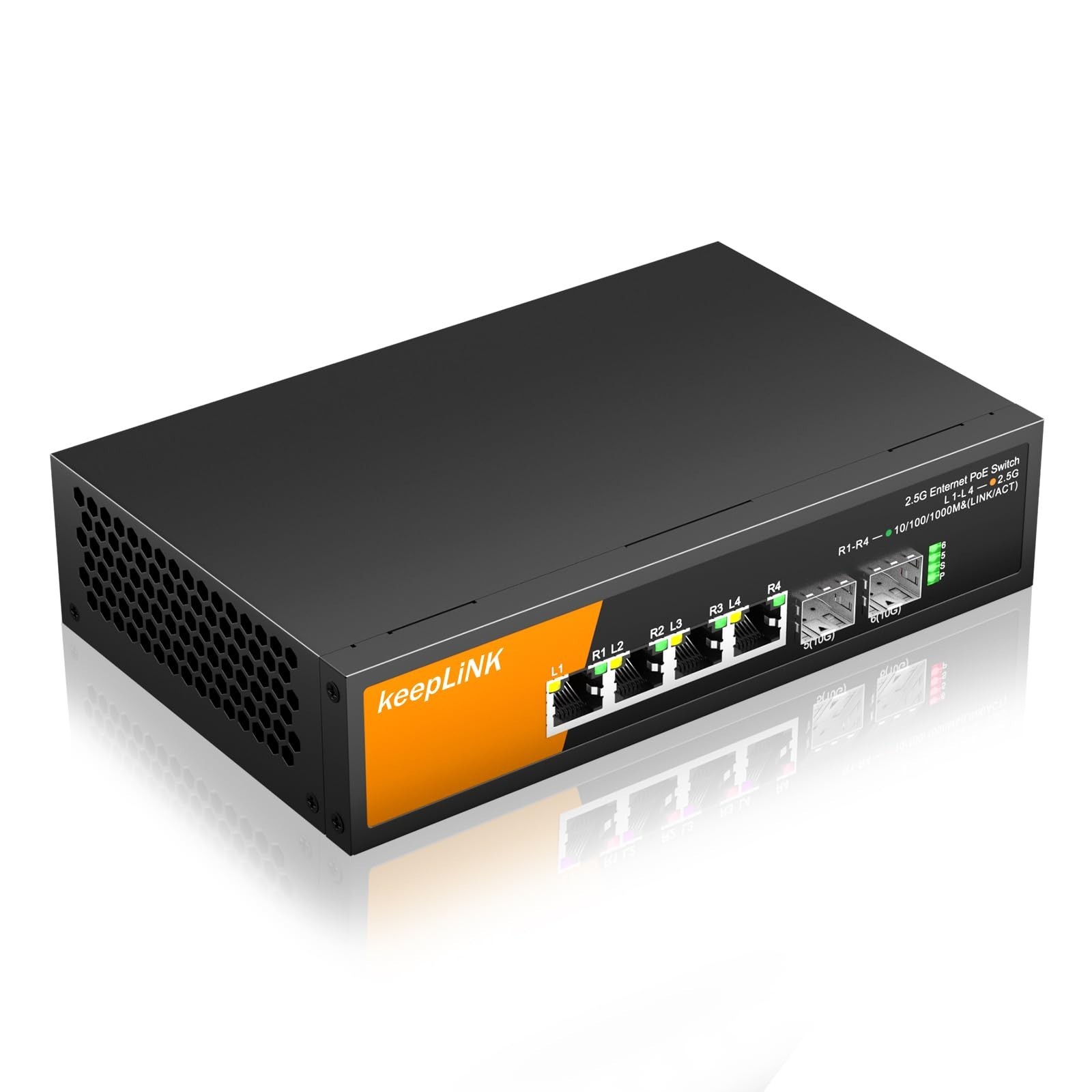 6 Port 2.5G PoE Switch Unmanaged, 4 x 2.5G Base-T PoE Ports @72W, 2 x 10G SFP...