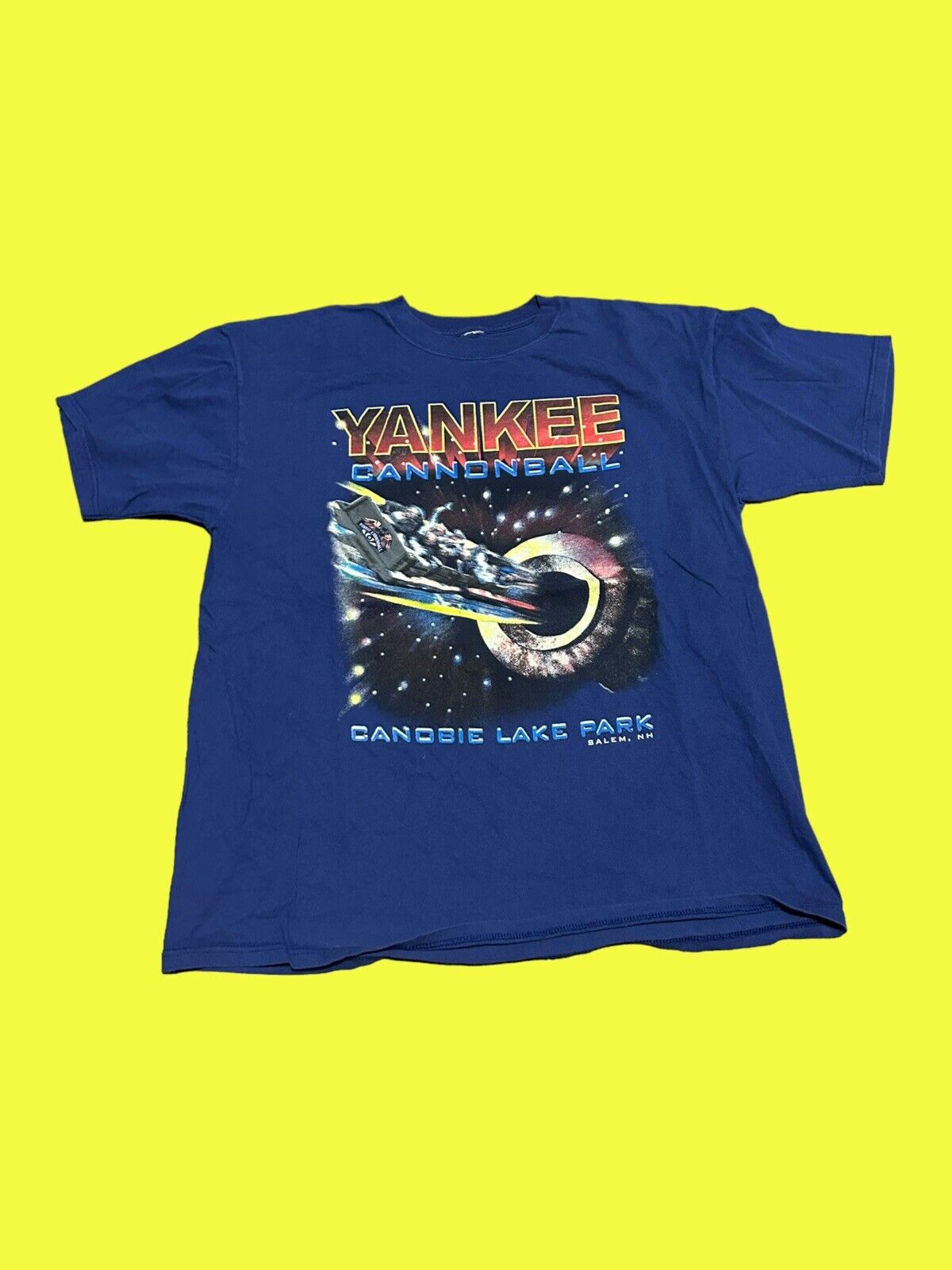 Yankee Cannonball Canobie Lake Park Roller Coaster VTG Shirt XL