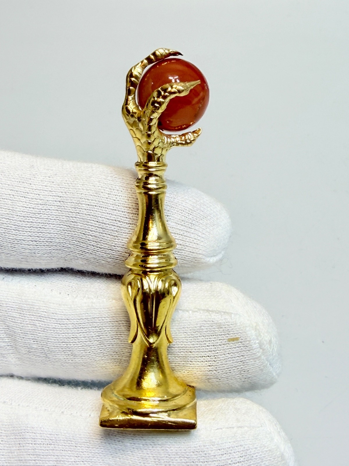 Victorian French Empire Bird Eagle Claw Agate Marble Ball Personal Wax Sea Samp