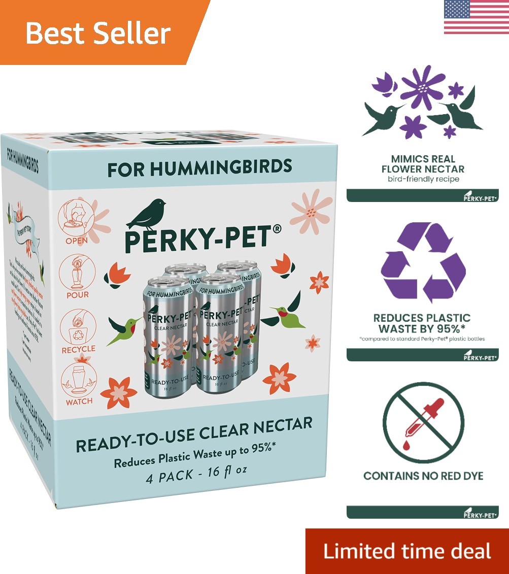Clear Hummingbird Nectar - 4 x 16 Oz Cans, No Mixing, Bird-Friendly Formula