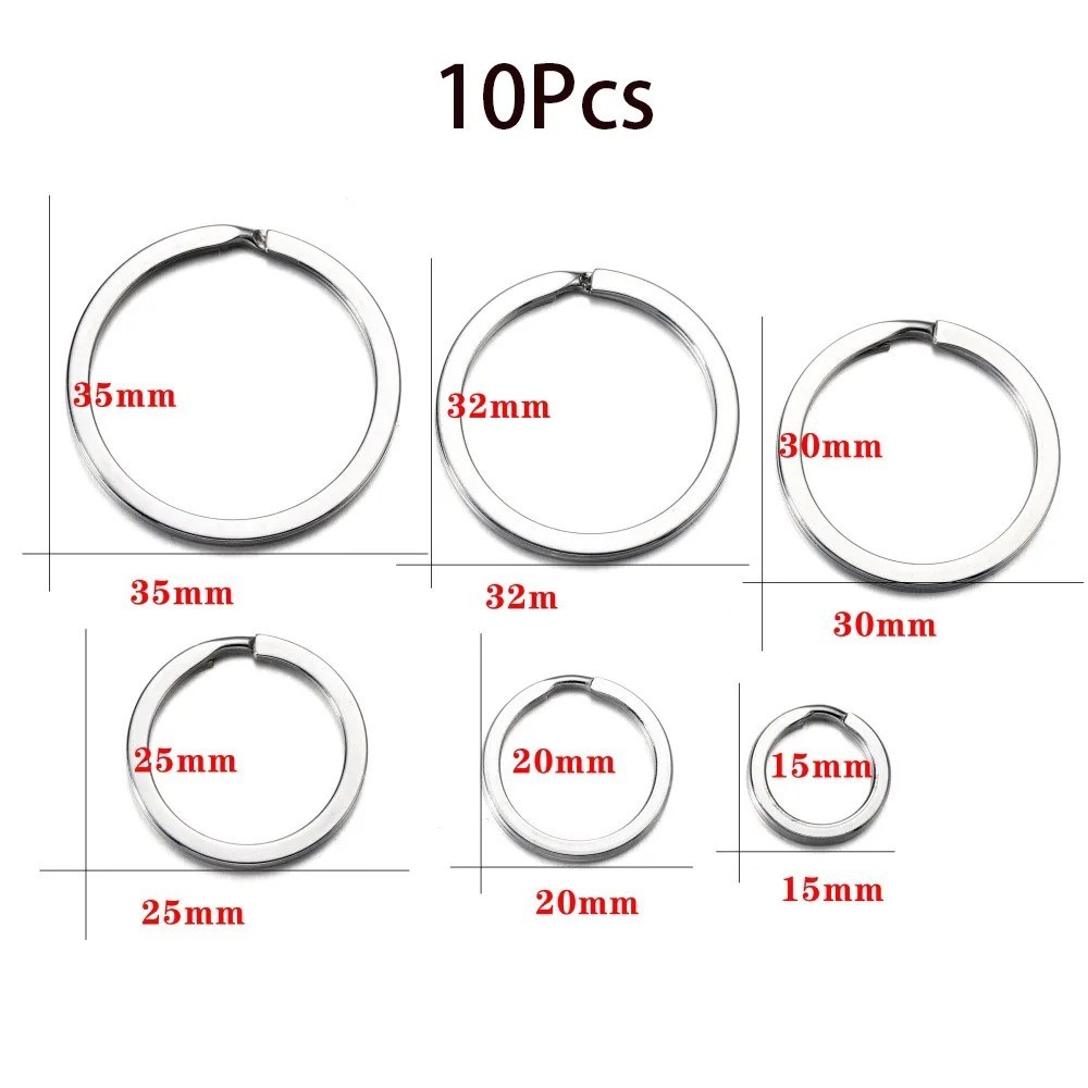 Silver Key Rings Flat 10/20Pcs 15-35mm Keyring Split Ring Double Loop Tag Chain