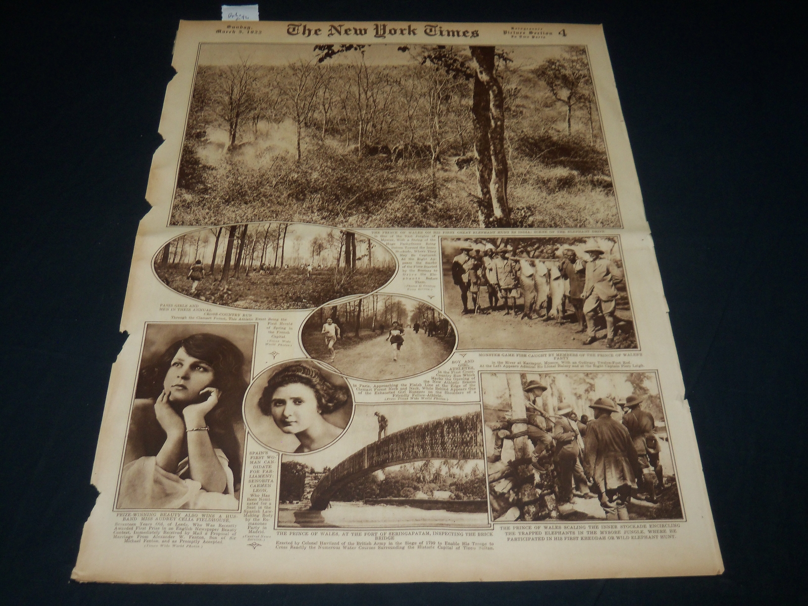 1922 MARCH 5 NEW YORK TIMES PICTURE SECTION NO. 4 & 5 - BABE RUTH - NT 8852