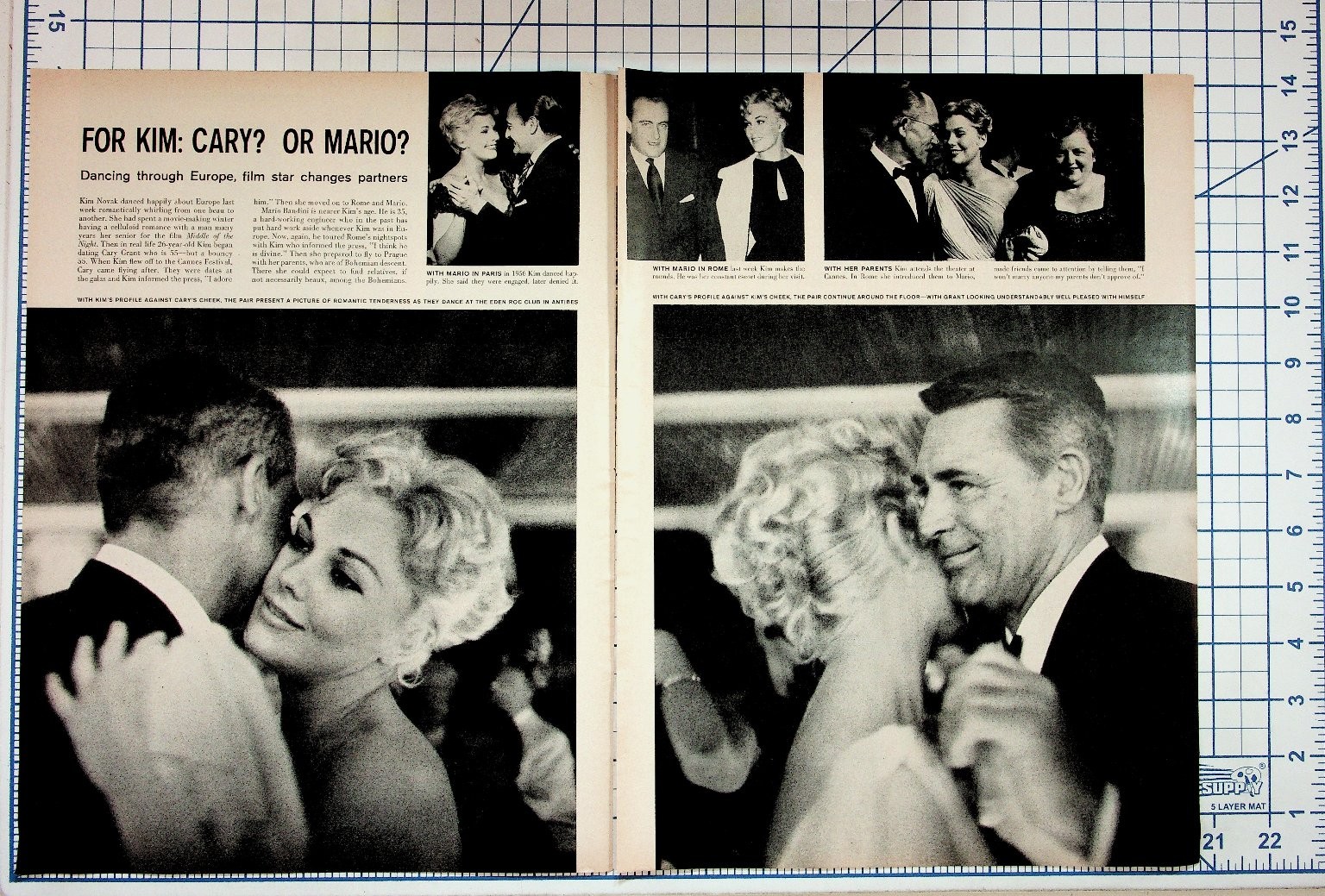 Kim Novak Cary Grant Mario Lanza Magazine Photo Article 1950s Hollywood Star