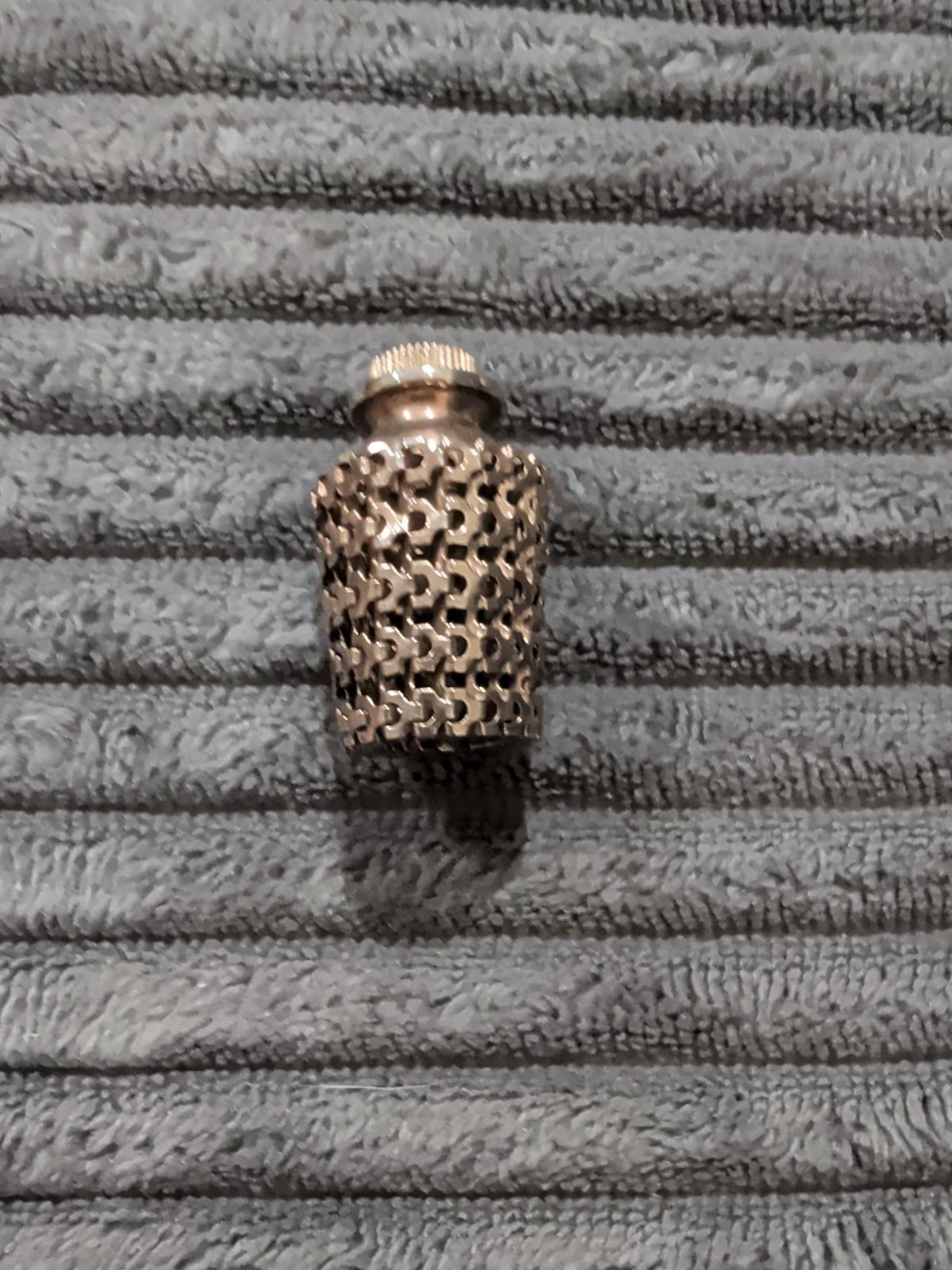 Vintage Miniature Perfume Bottle Metal Mesh Chain Link Screw Top Dauber MCM