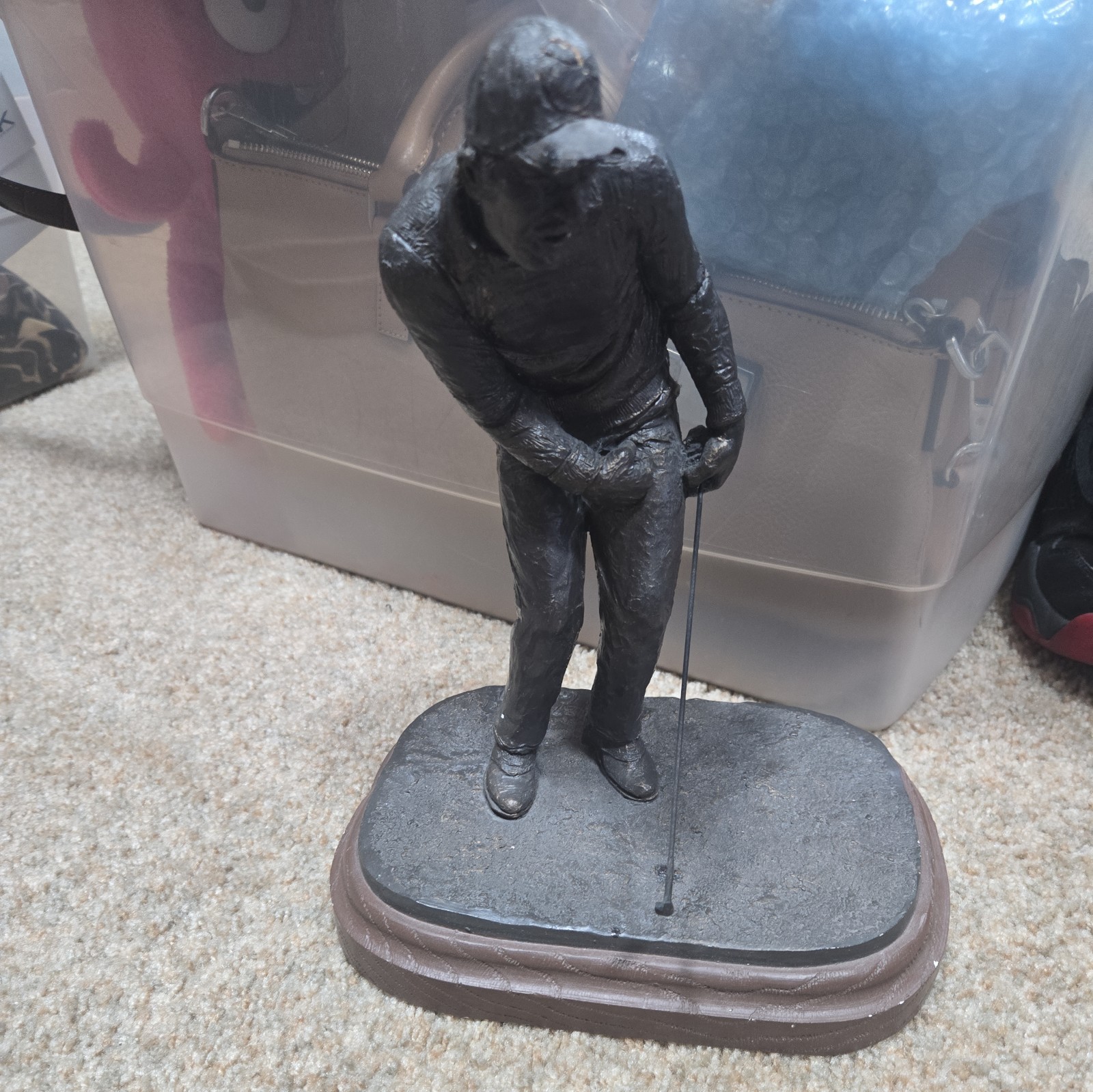 Michael Garmin Man Golfing Statue Figurine Hand-painted, Cold-Cast Bronze  1987