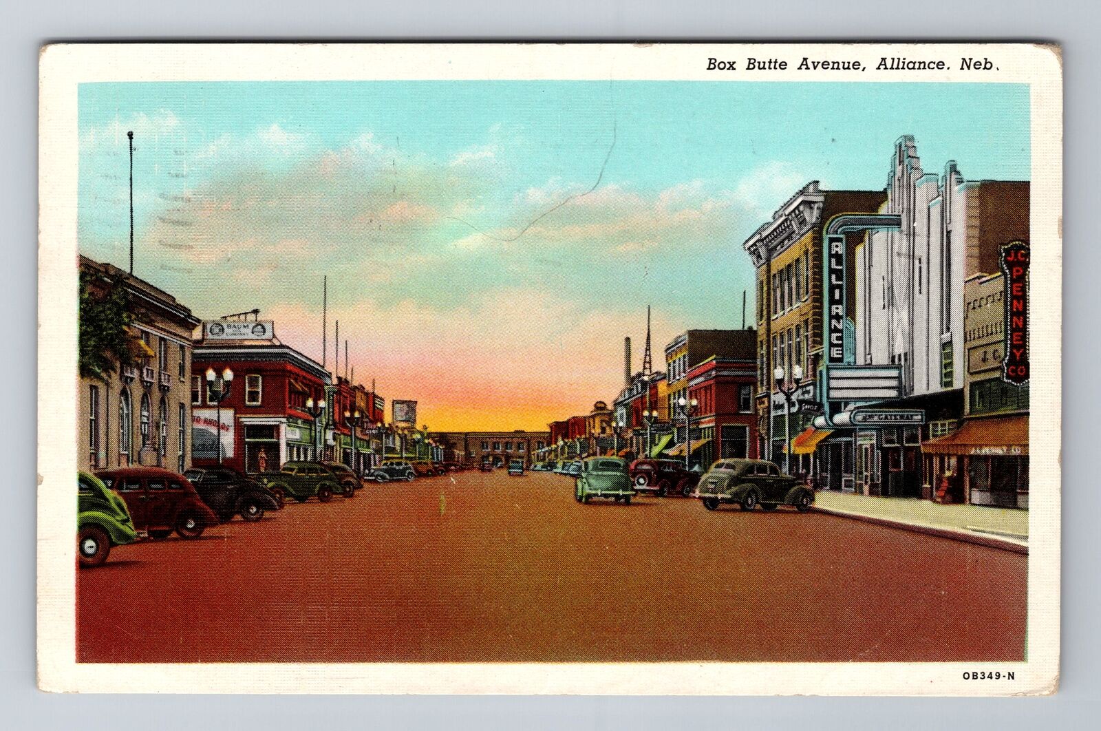 Alliance NE-Nebraska, Box Butte Avenue, Business Area, c1947 Vintage Postcard