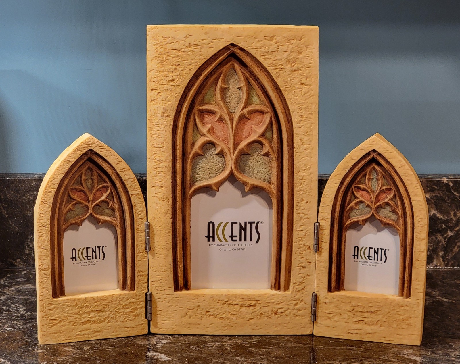 Vintage Accents Triptych Gothic Cathedral Window Photo Frame 11\