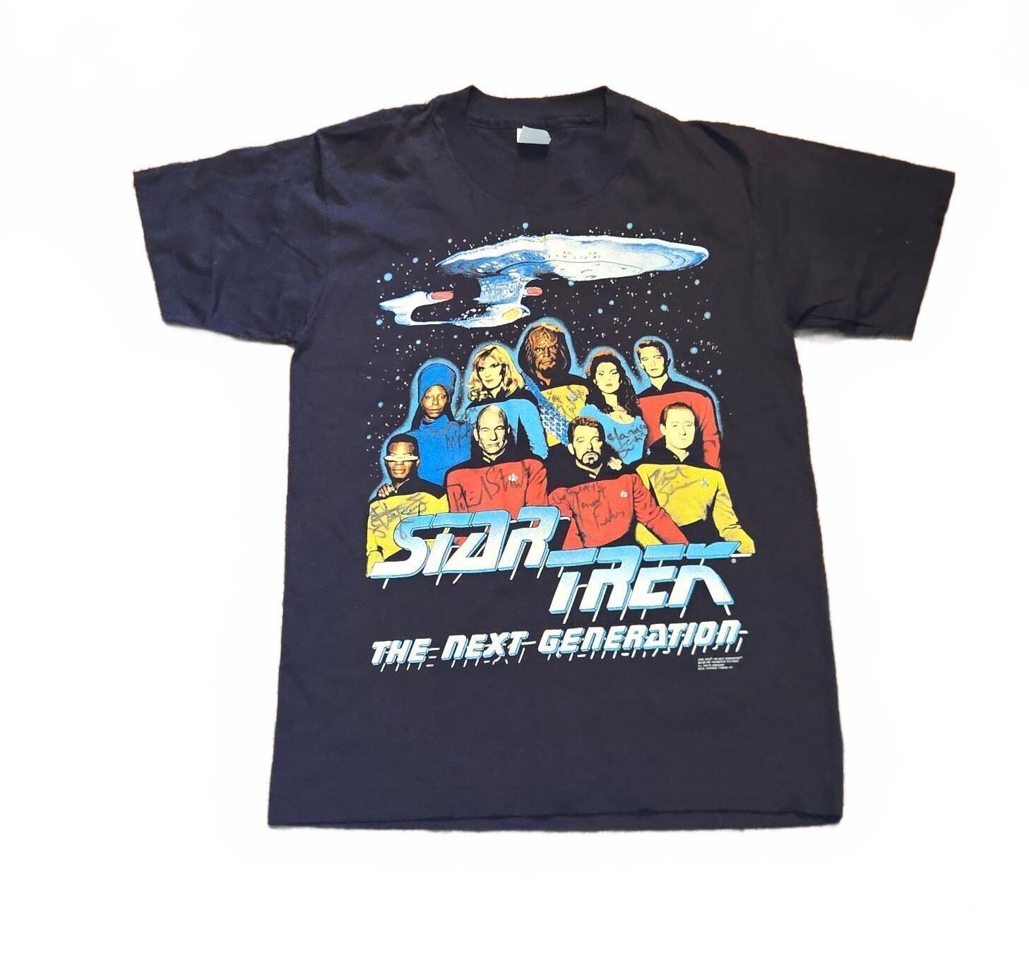 Vtg 1991 STAR TREK Next Generation Autographed T-shirt size Large Black READ