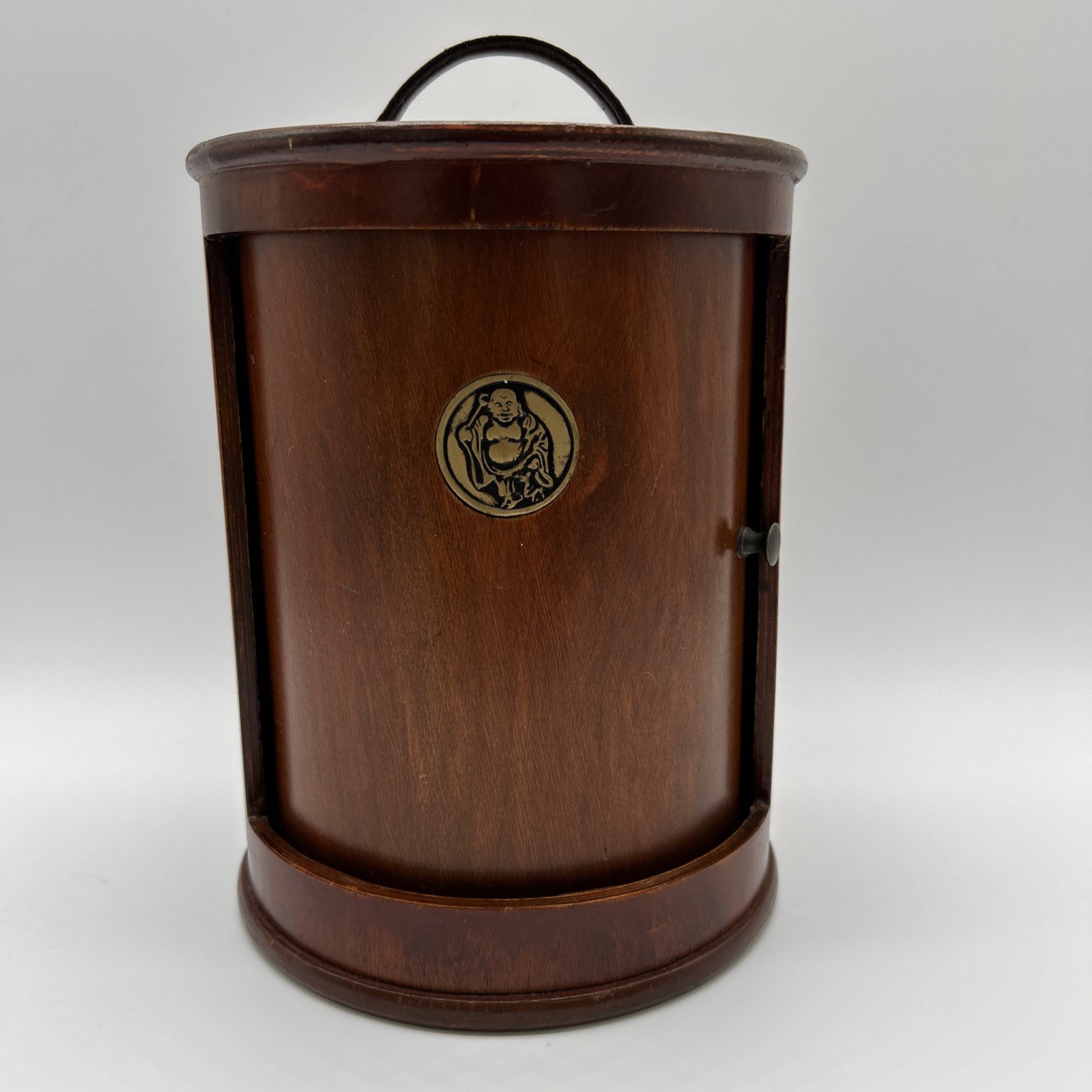 Pyrat Rum Round Wooden Buddha Case With Sliding Door