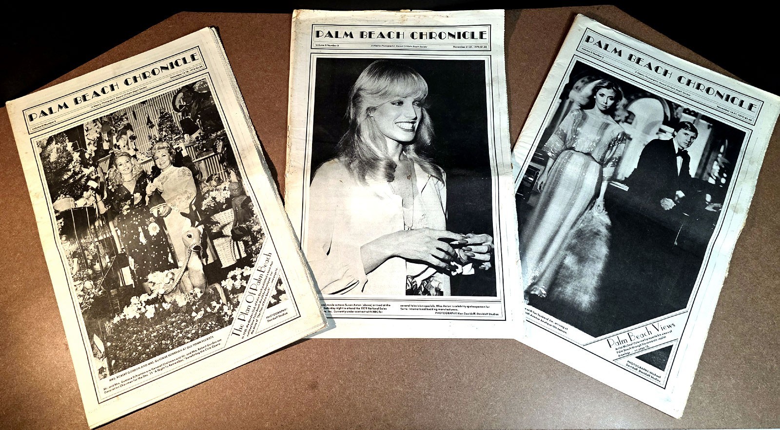 PALM BEACH CHRONICLE - 3 Vintage 1979 SOCIALITE NEWSPAPERS Historical Very Rare